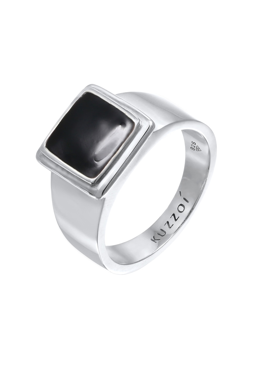 KUZZOI Siegelring Quadrat Emaille 925 Silber 60 Herren