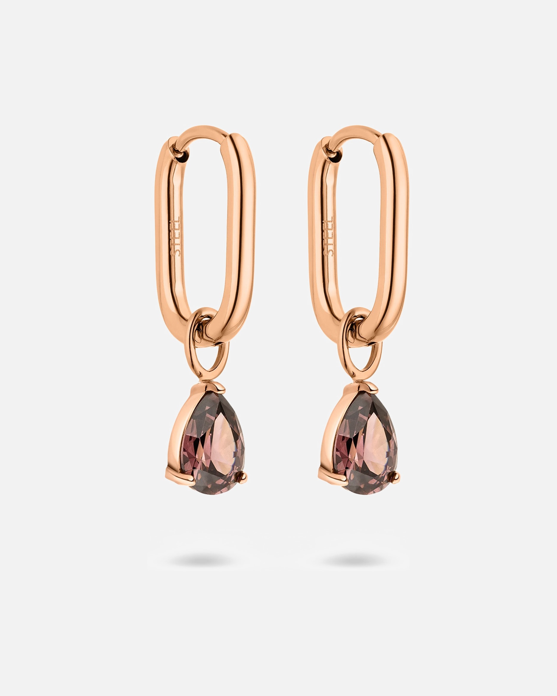 Ohrringe für Weiblich s.Oliver Creolen-Anhänger Edelstahl, Farbstein roségold