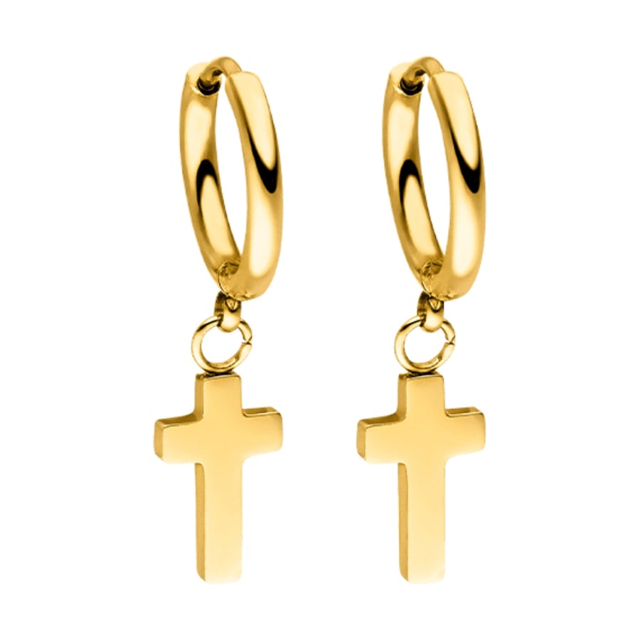 Purelei Cross Creole Creolen 100% Edelstahl Gold Damen