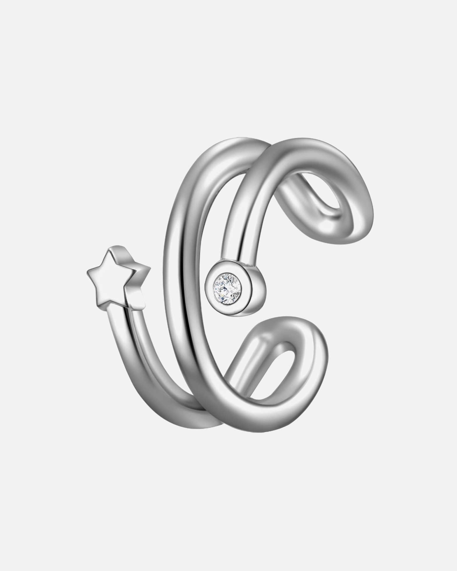 Ohrringe für Weiblich Glanzstücke München Ohrklemme Stern Sterling Silber Zirkonia in Silber 14,1 mm