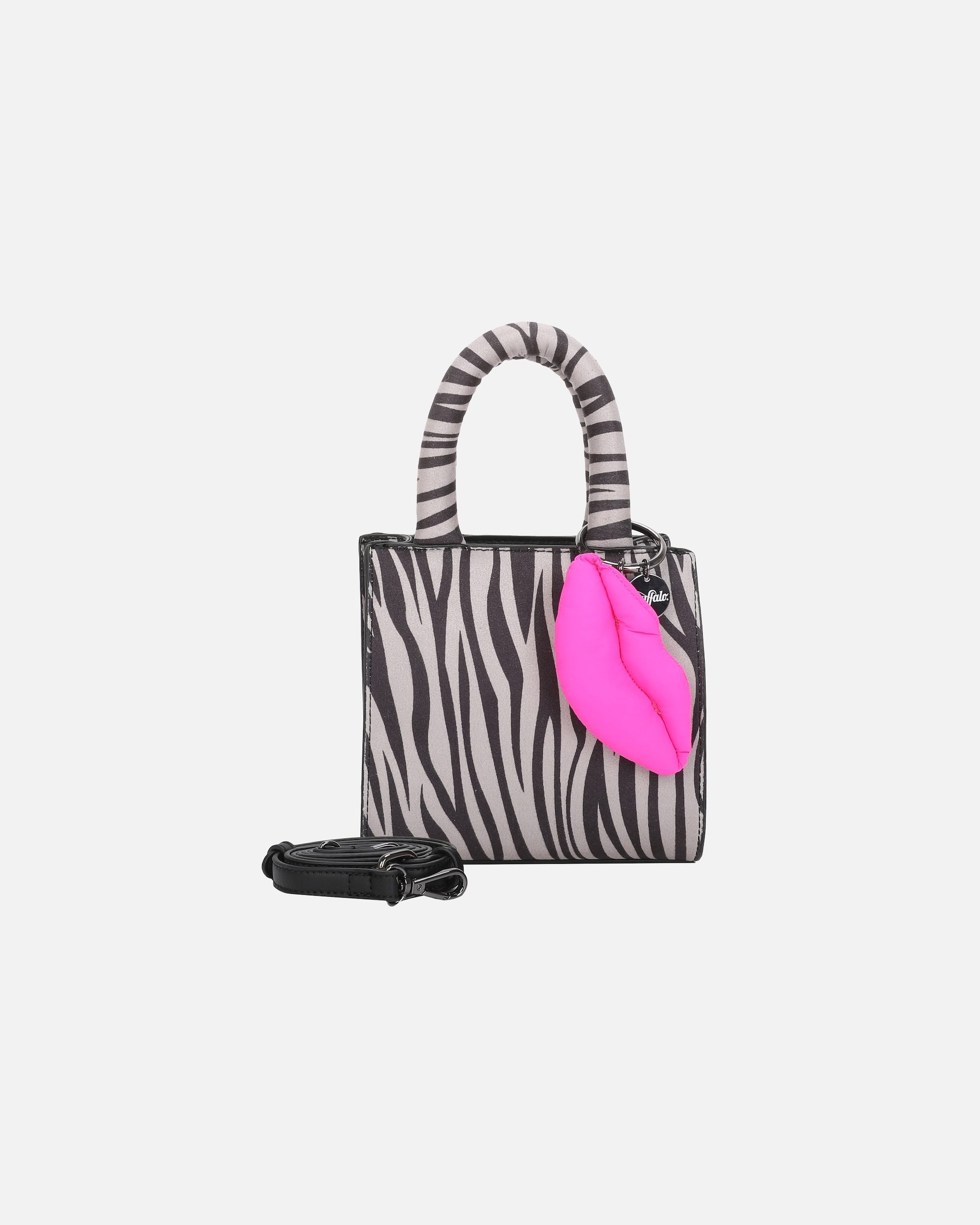 Handtasche für Weiblich Buffalo Henkeltasche Boxy30 mit abnehmbarem Schultergurt grau