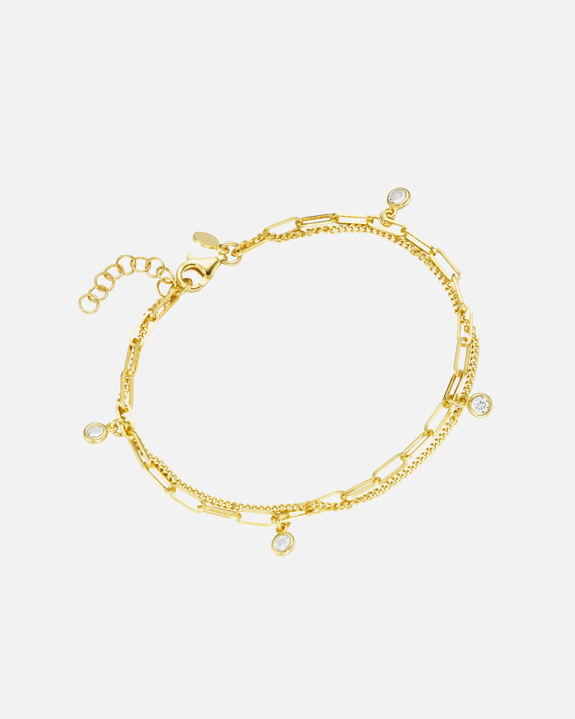Armband für Weiblich Smart Jewel Armband zweireihig, Zirkonia Steine, Silber 925 Gold