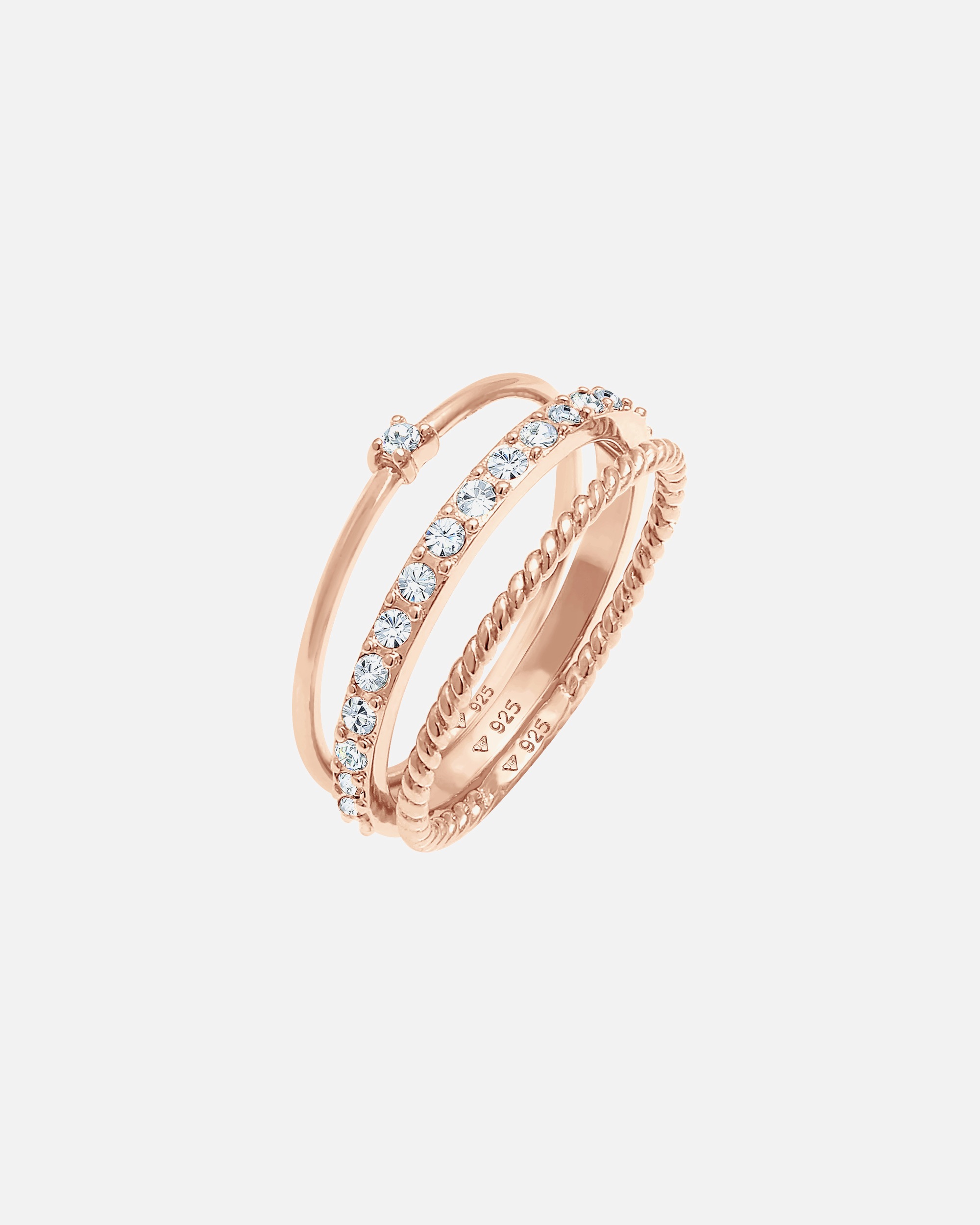 Ring für Weiblich Elli Elli Ring Stapelring 3er Set 925 Silber, mit Kristallen von Swarovski® 62
