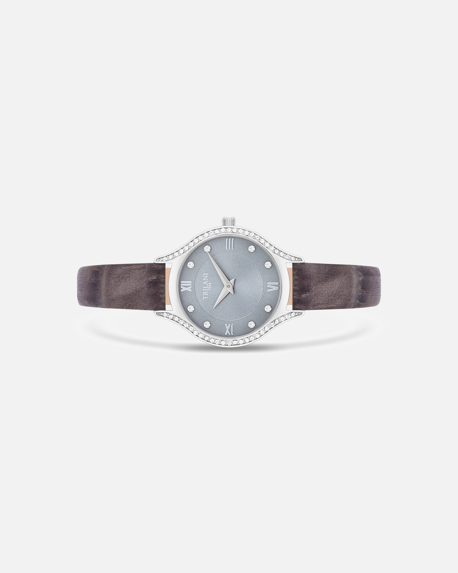 Uhr für Weiblich Trilani Quarzuhr in Silber Echtleder in Grau 26,0 mm