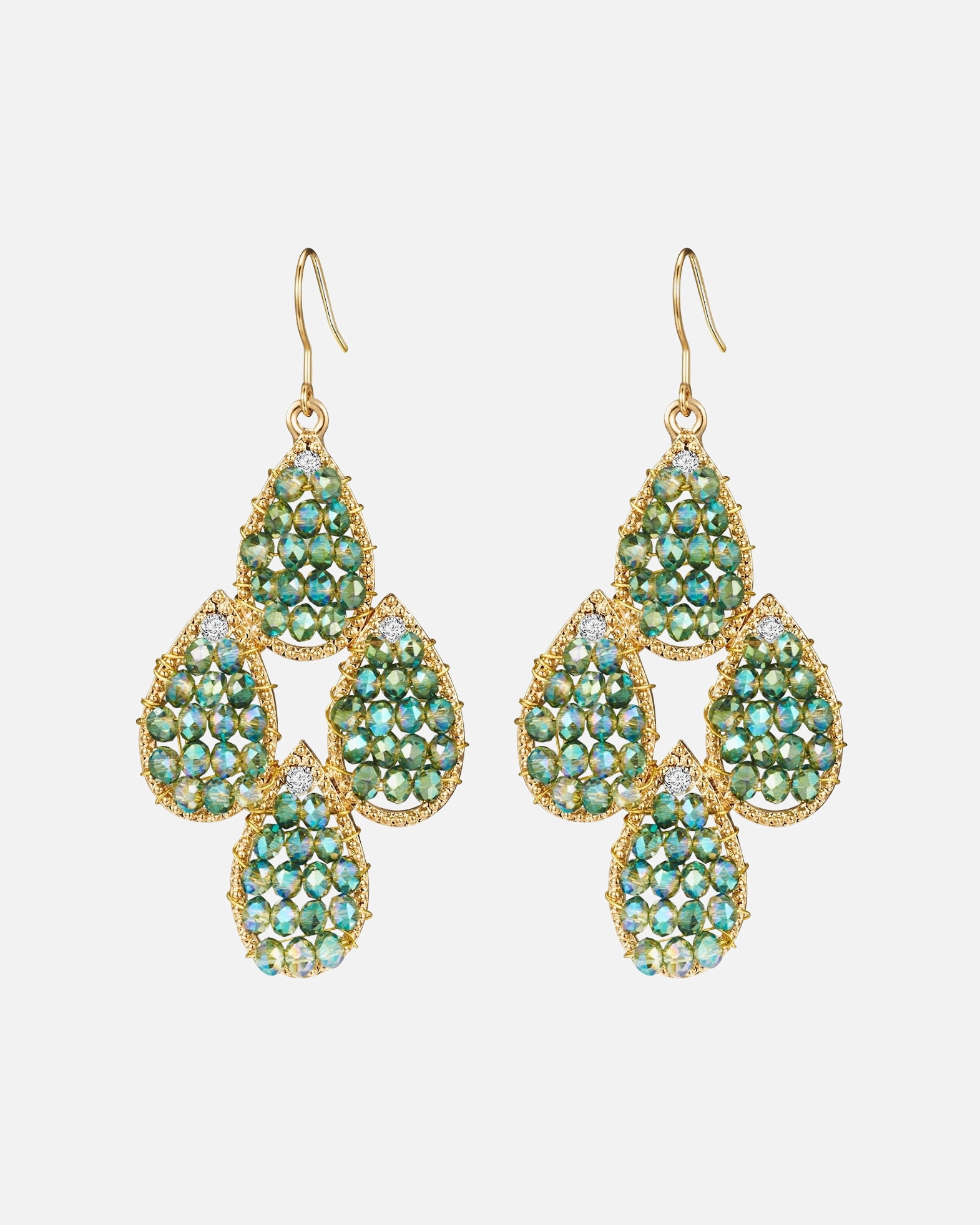 Ohrringe für Weiblich Lulu & Jane Ohrhänger Metall-Legierung Glas in Gelbgold 64,2 mm
