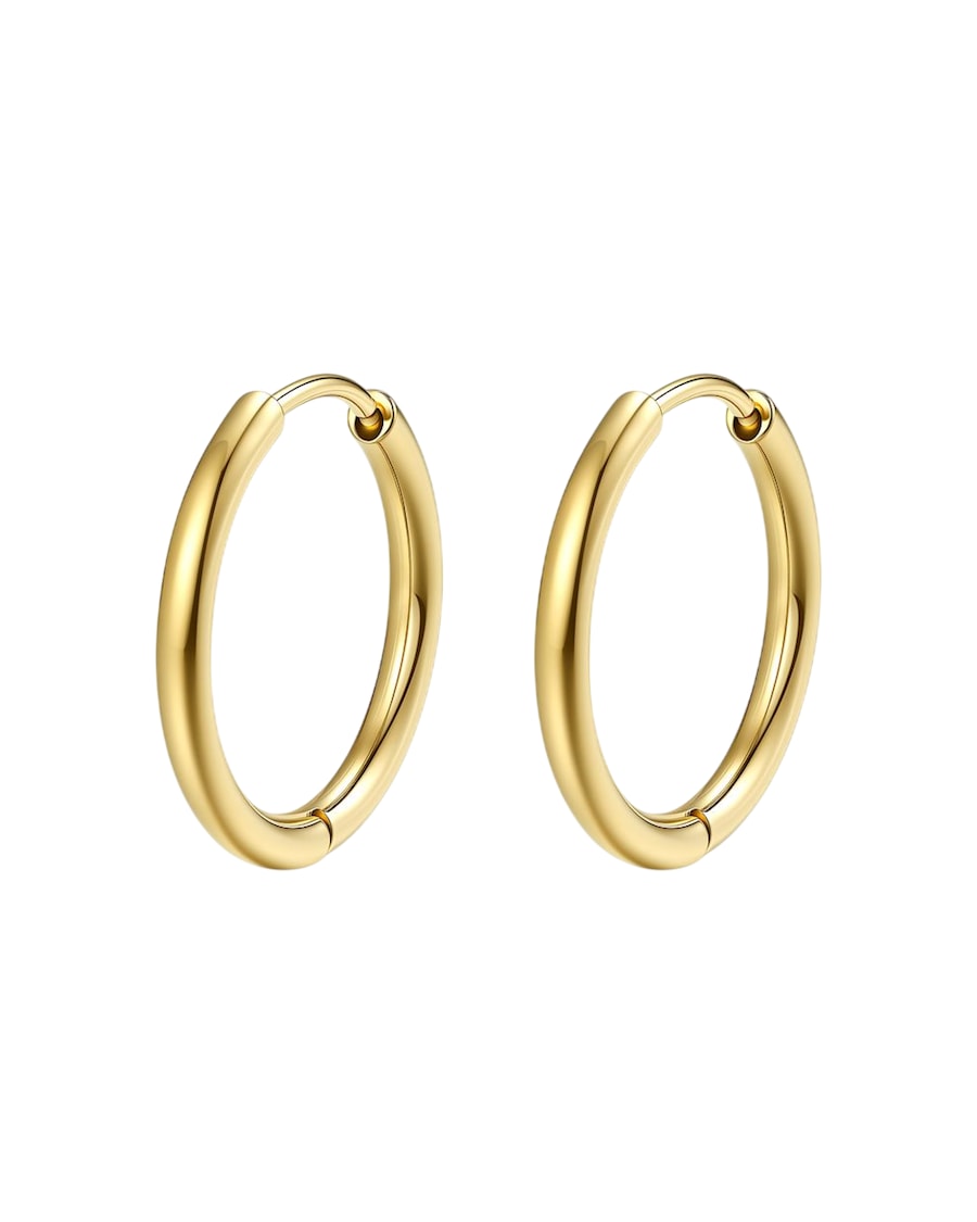 Hey Happiness Klassische Creolen – 18 K vergoldet & wasserfest 14 mm Hellbraun Damen