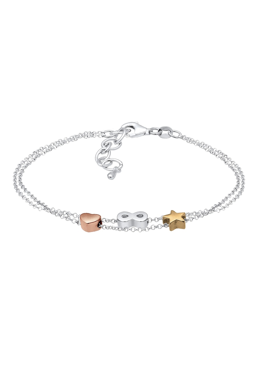 Elli Infinity Herz Sterne Tri-Color 925 Silber 16 Damen