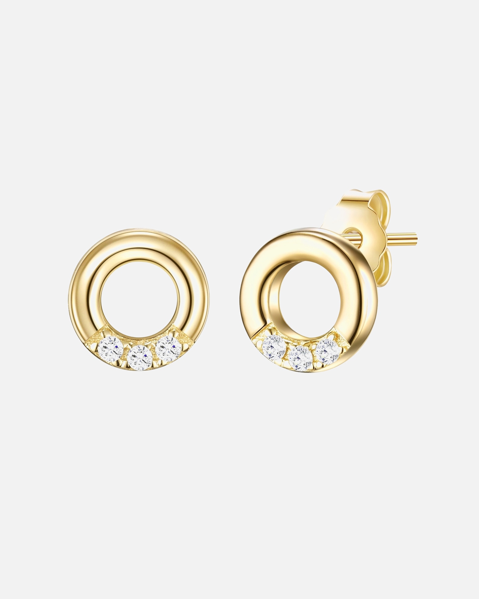 Ohrringe für Weiblich Glanzstücke München Ohrstecker Sterling Silber Zirkonia in Gelbgold 6,8 mm