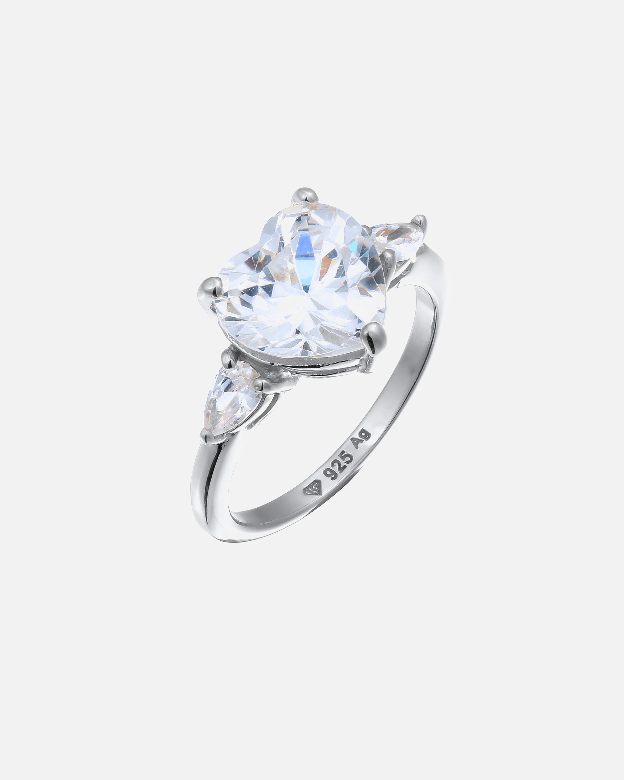 Ring für Weiblich Elli Herz Zirkonia Weiß 925 Sterling Silber 54