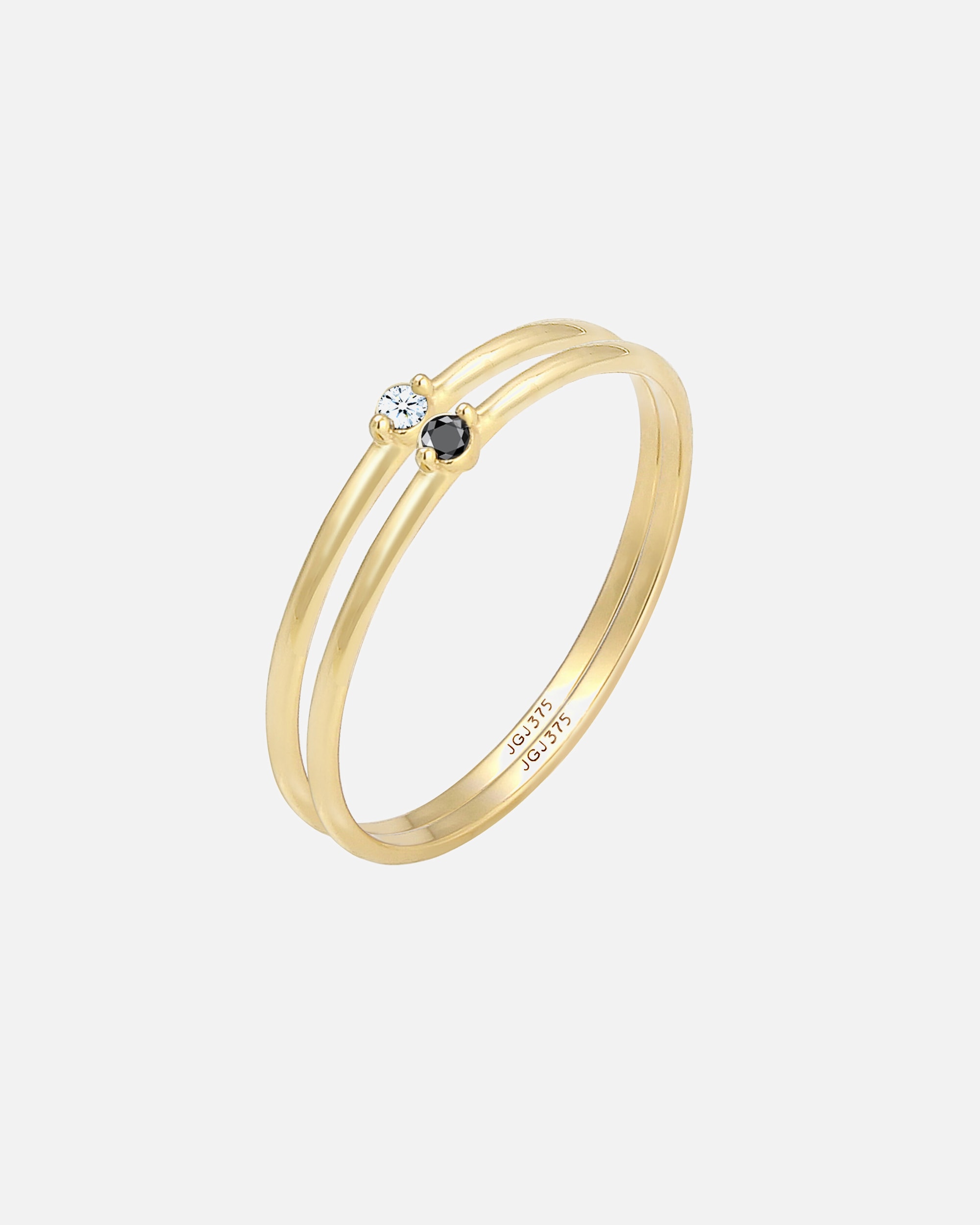 Ring für Weiblich Elli DIAMONDS Solitär Schwarz Weiss Diamant (0.03 ct.) 375er Gelbgold 52