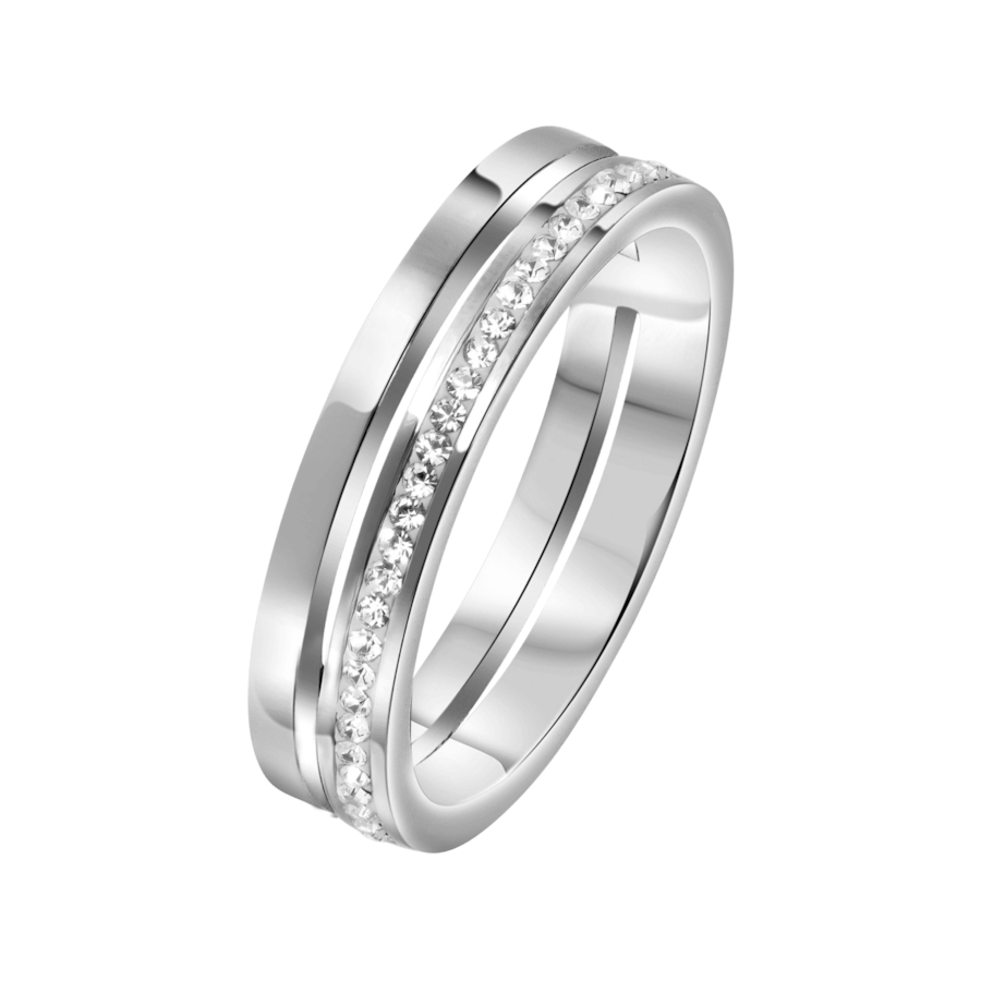 Lucardi Ringe Stahl Silber - 57mm Herren