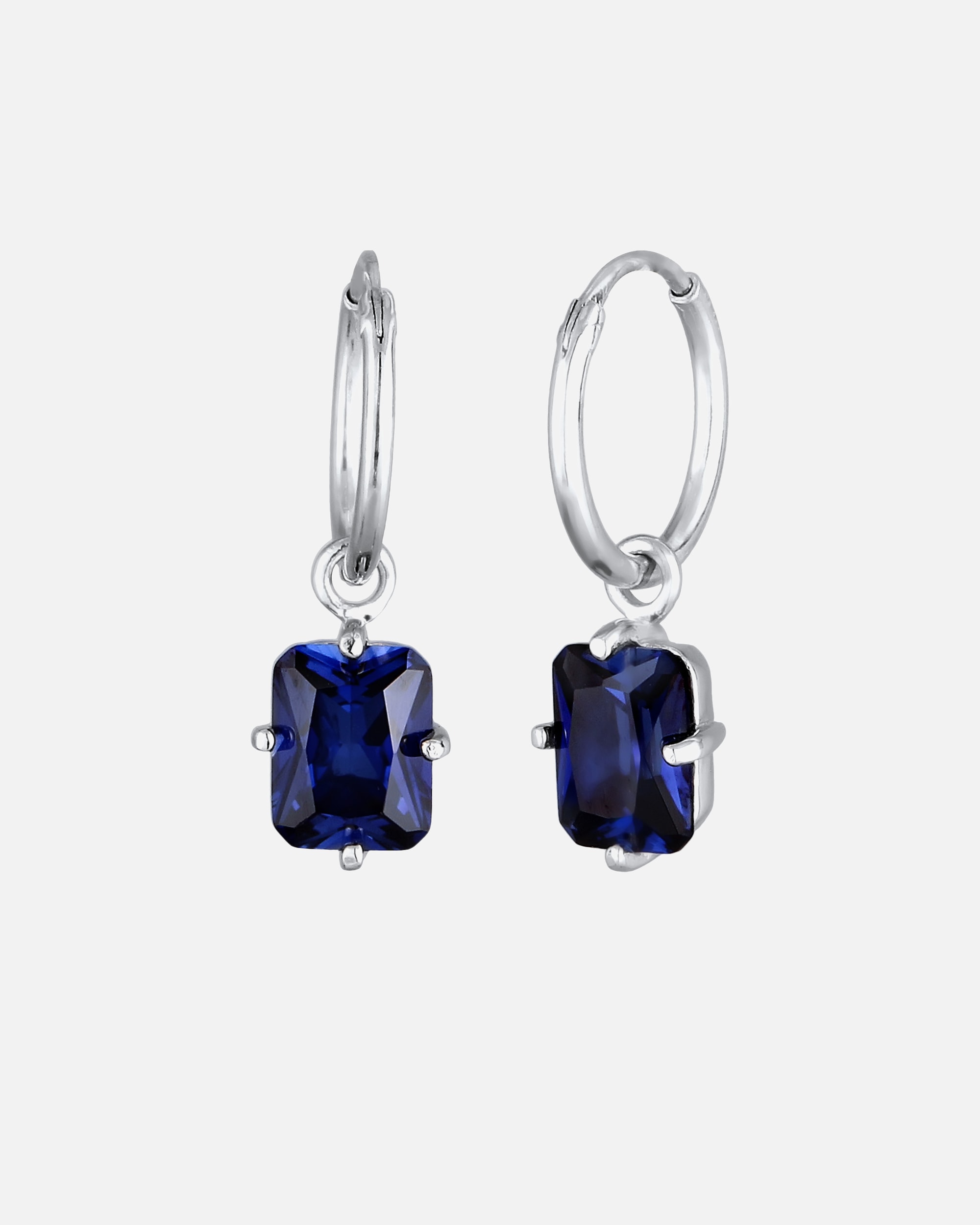 Ohrringe für Weiblich Elli PREMIUM Creolen mit Anhänger Rechteck Saphir Dunkelblau 925 Sterling Silber OneSize