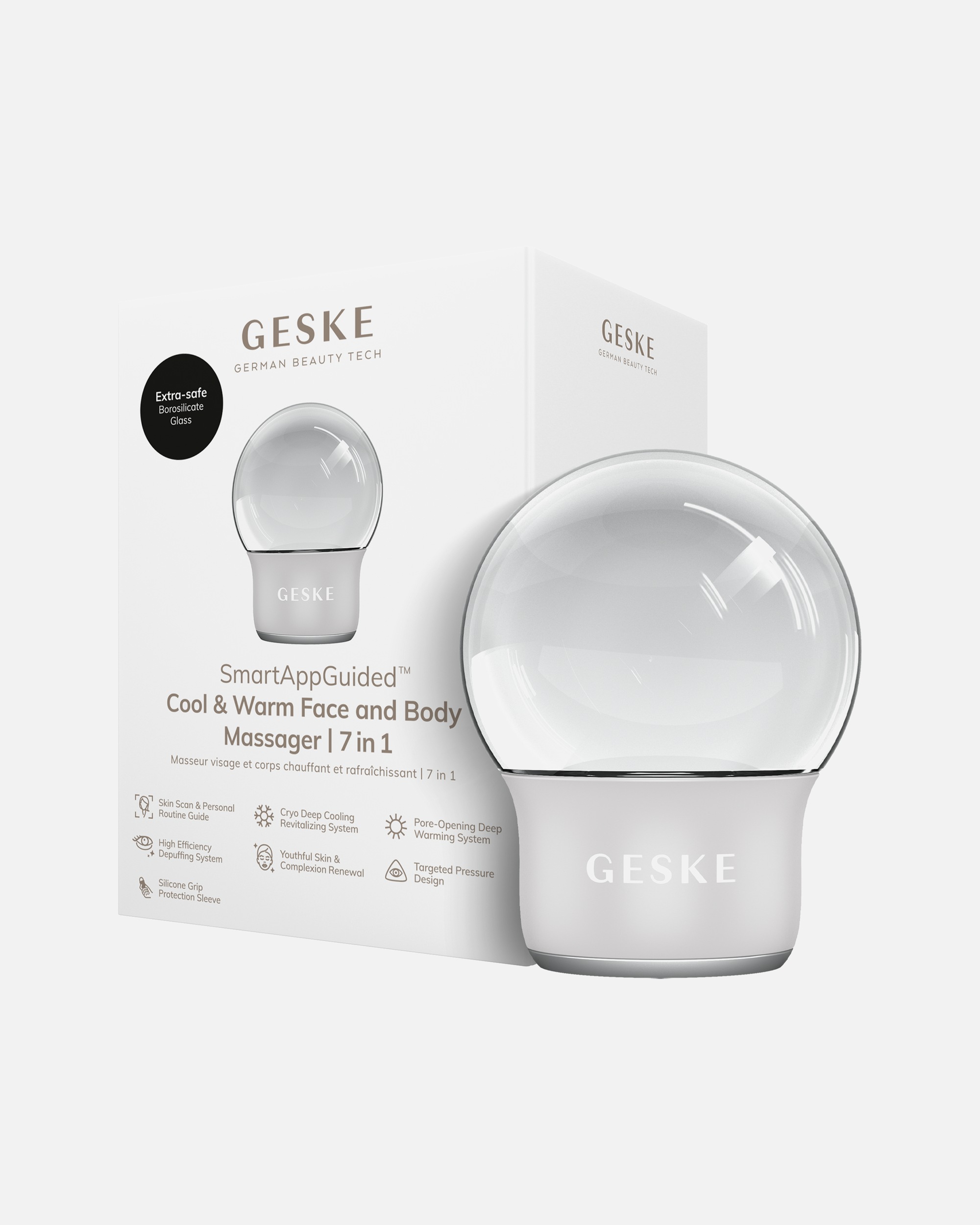 Multifunktionsgerät für Unisex GESKE GESKE SmartAppGuided™ Cool & Warm Face & Body Massager | 7 in 1 White