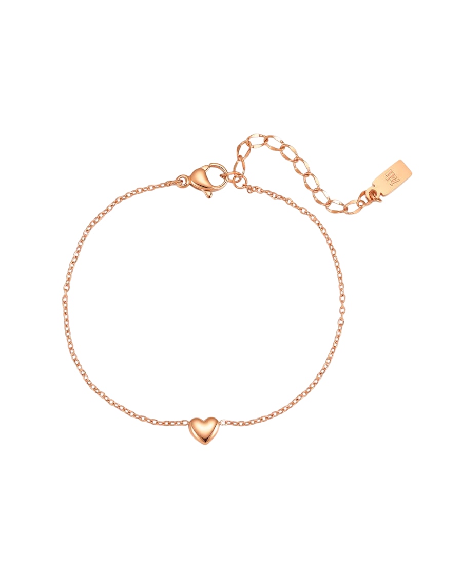 Hey Happiness Chunky Heart – Herz Armband Edelstahl, wasserfest Rosegold Nude Damen