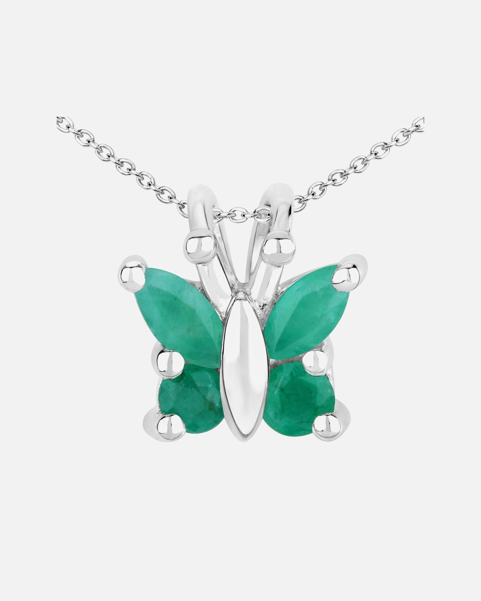 Halskette für Weiblich Rafaela Donata Kette Schmetterling Sterling Silber Rubin in Silber Green