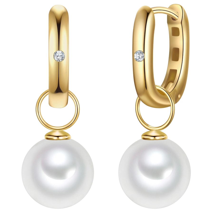 Rafaela Donata Creolen aus Sterling Silber in Gelbgold mit Zirkonia und Muschelkernperle 22,9 mm Damen