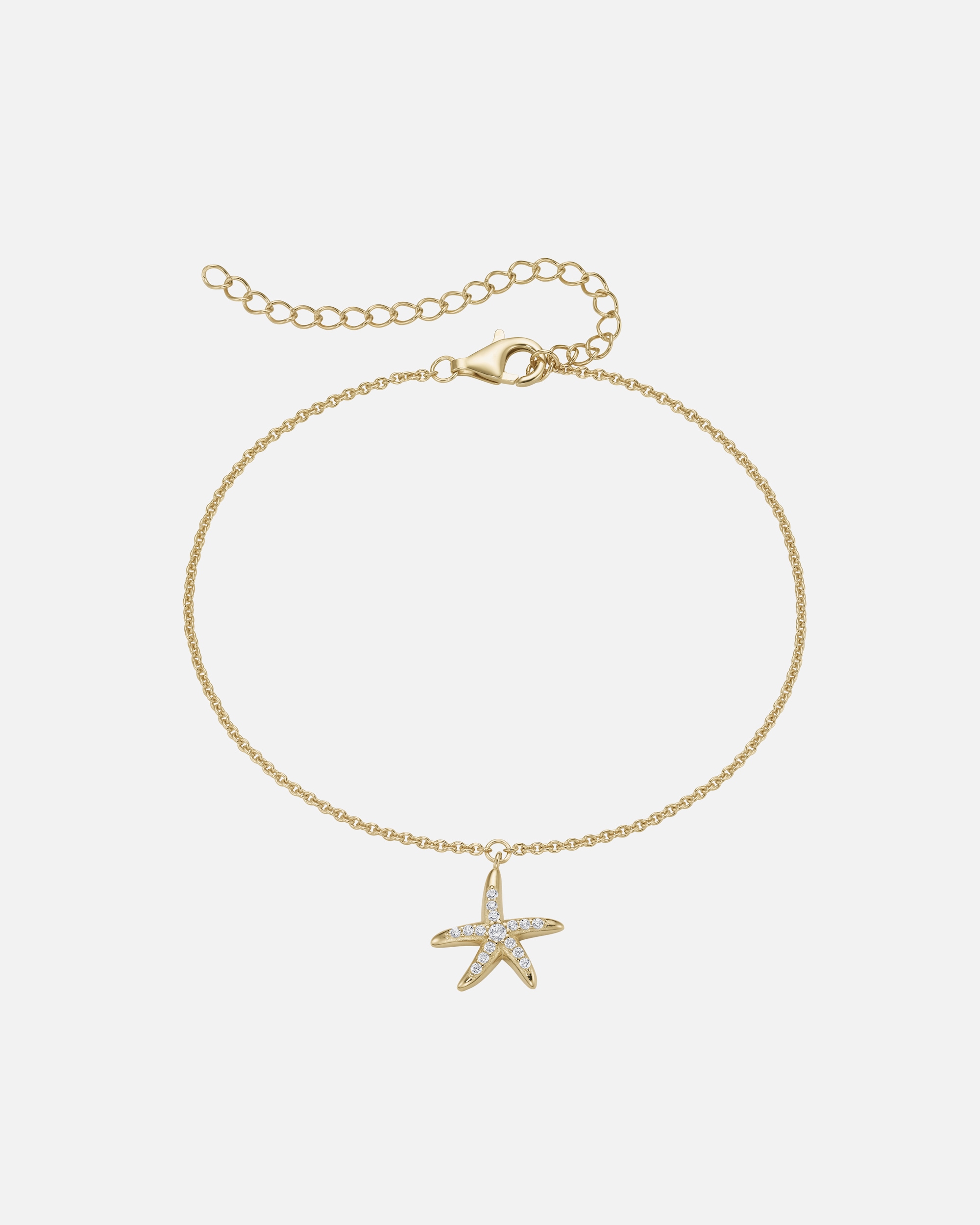 Schmuck für Unisex Smart Jewel Fusskette Anhänger Seestern, Zirkoniasteine, Silber 925 28 cm
