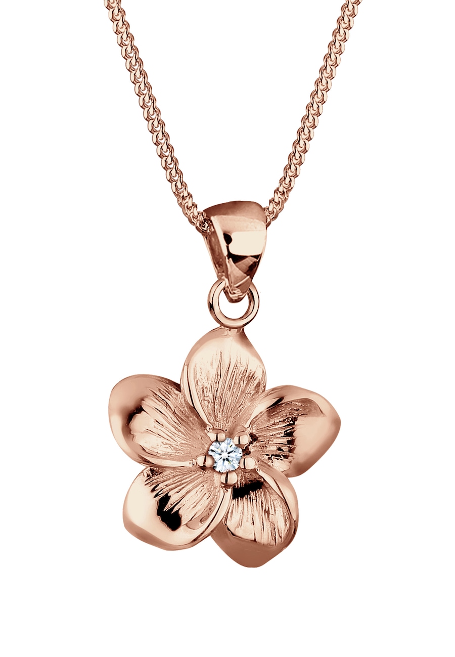 Elli DIAMONDS Frangipani Blüte Diamant (0.03 ct) 925 Silber rosefarben Damen