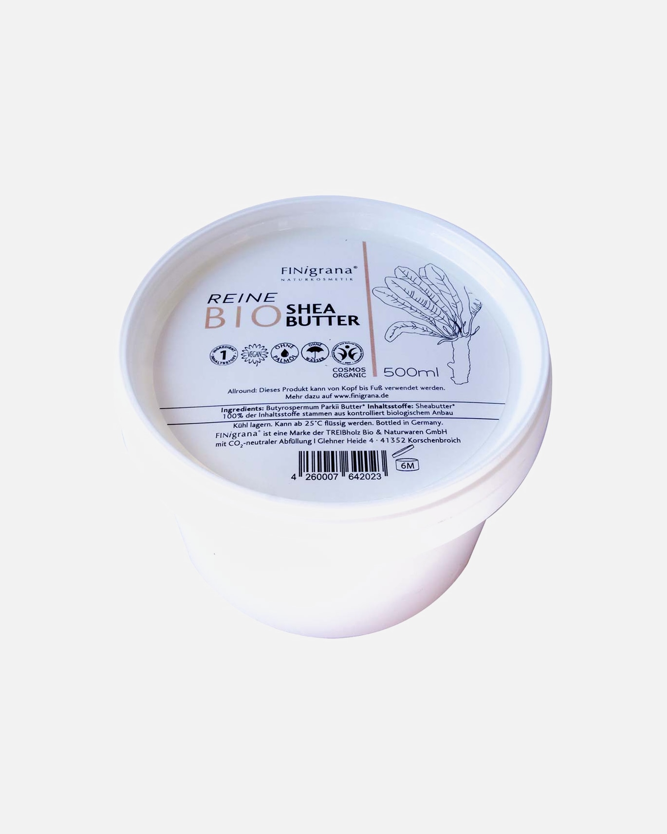 Körpercreme für Unisex Finigrana sheA Burkina - reine Sheabutter 500 ml