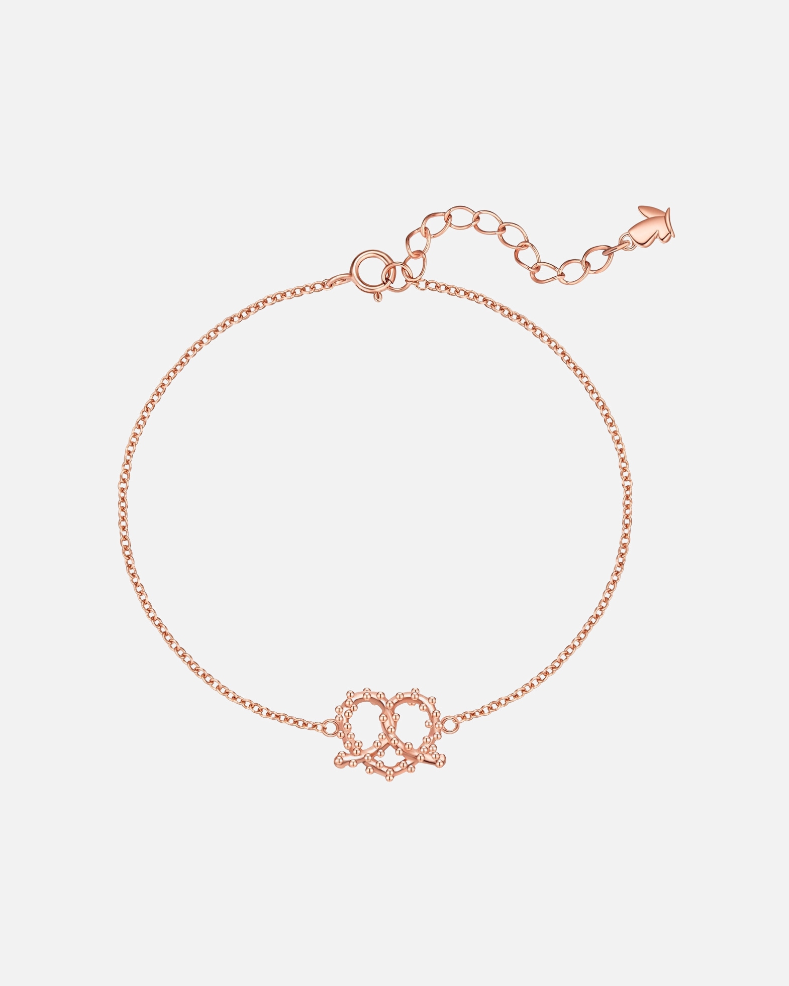 Armband für Weiblich Glanzstücke München Oktoberfest-Armband Herz-Breze aus Edelstahl in Roségold 17,0 cm Basislänge + 3,0 cm Verlängerung