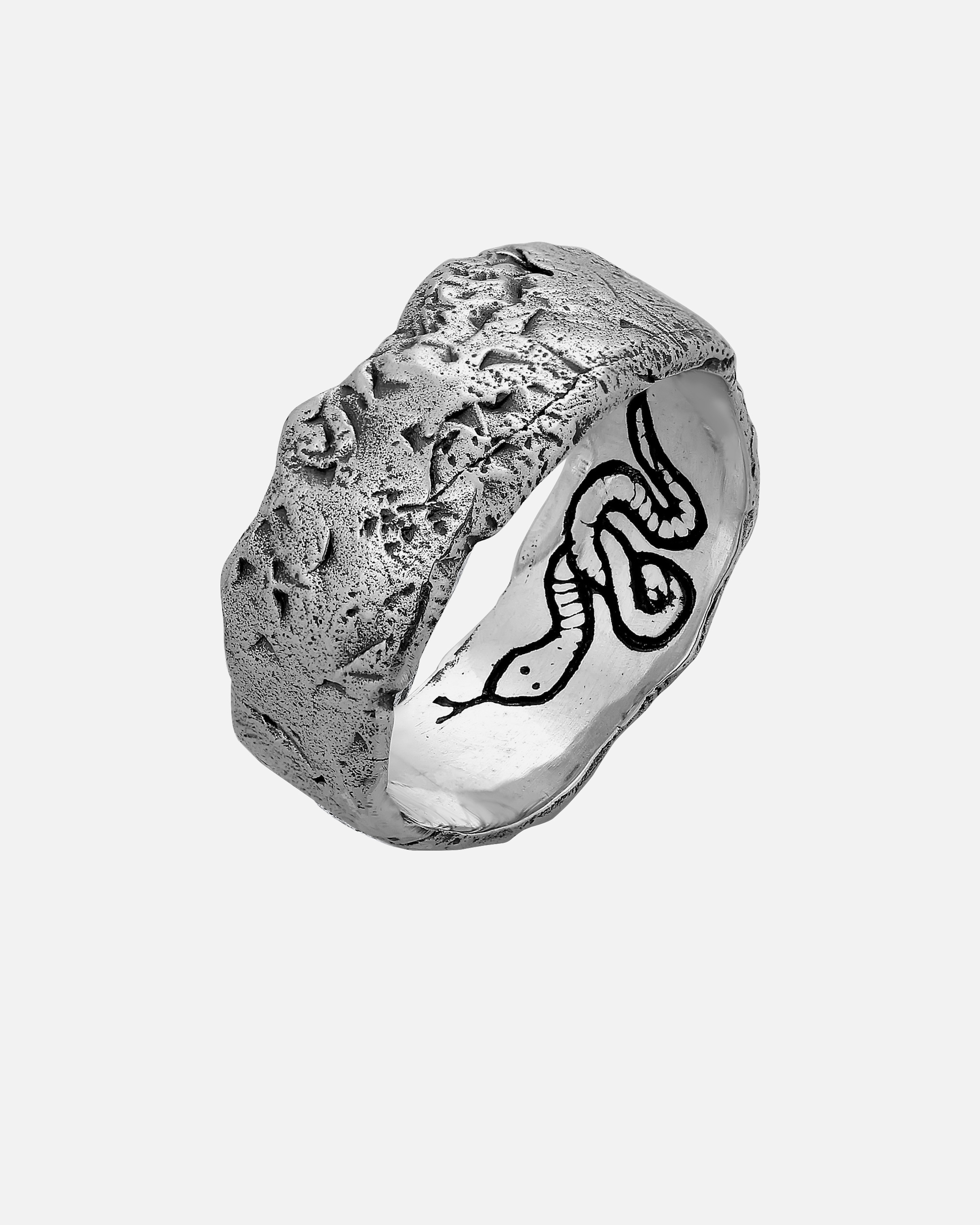 Ring für Männlich Haze & Glory Default Brand Line Herren Bandring - Serpent 925 Silber 60