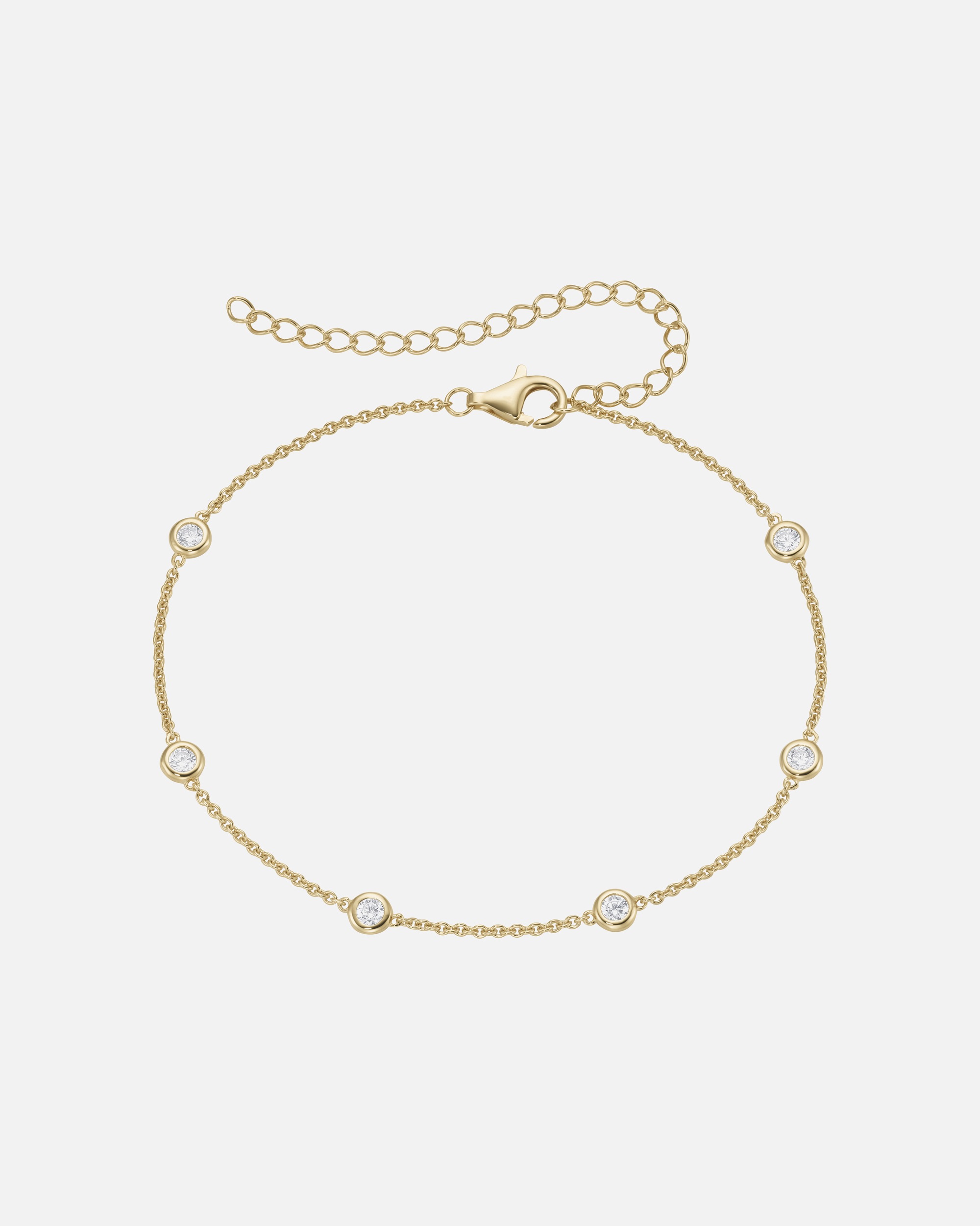 Schmuck für Weiblich Smart Jewel Fusskette trendig mit vielen Zirkonia Steinen, Silber 925 Vergoldet