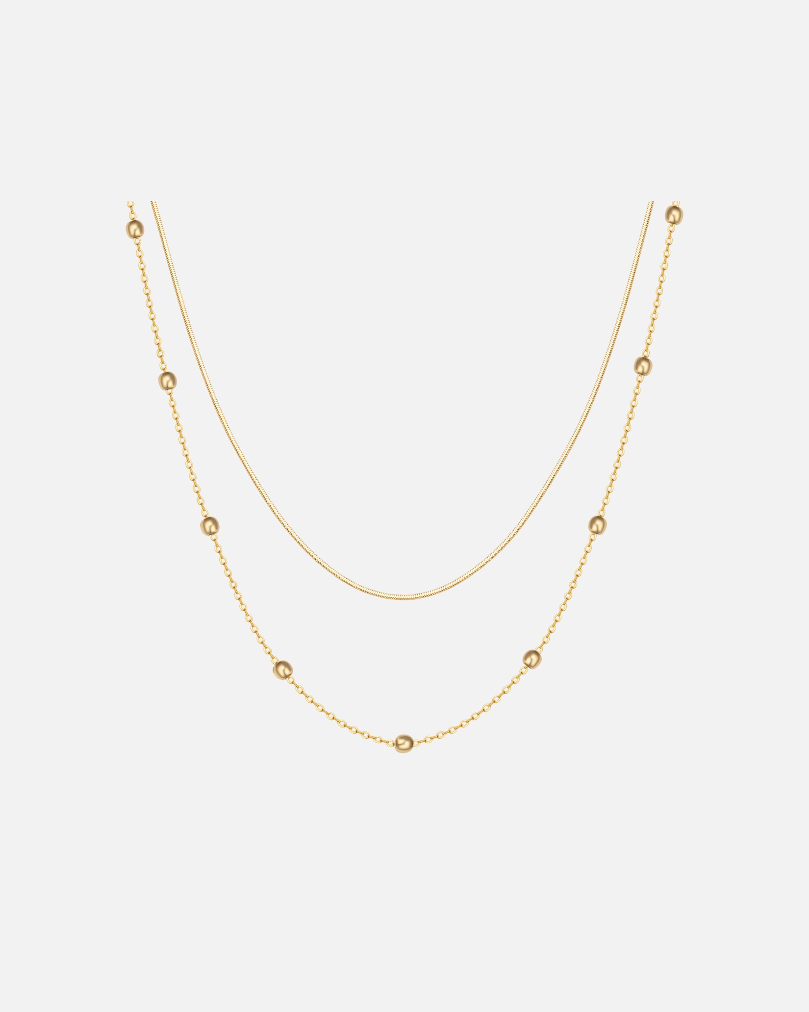 Halskette für Weiblich Hey Happiness Default Brand Line Zweireihige Kugelkette Edelstahl Gold