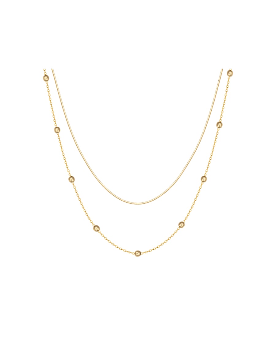 Hey Happiness Zweireihige Kugelkette Edelstahl Gold Damen