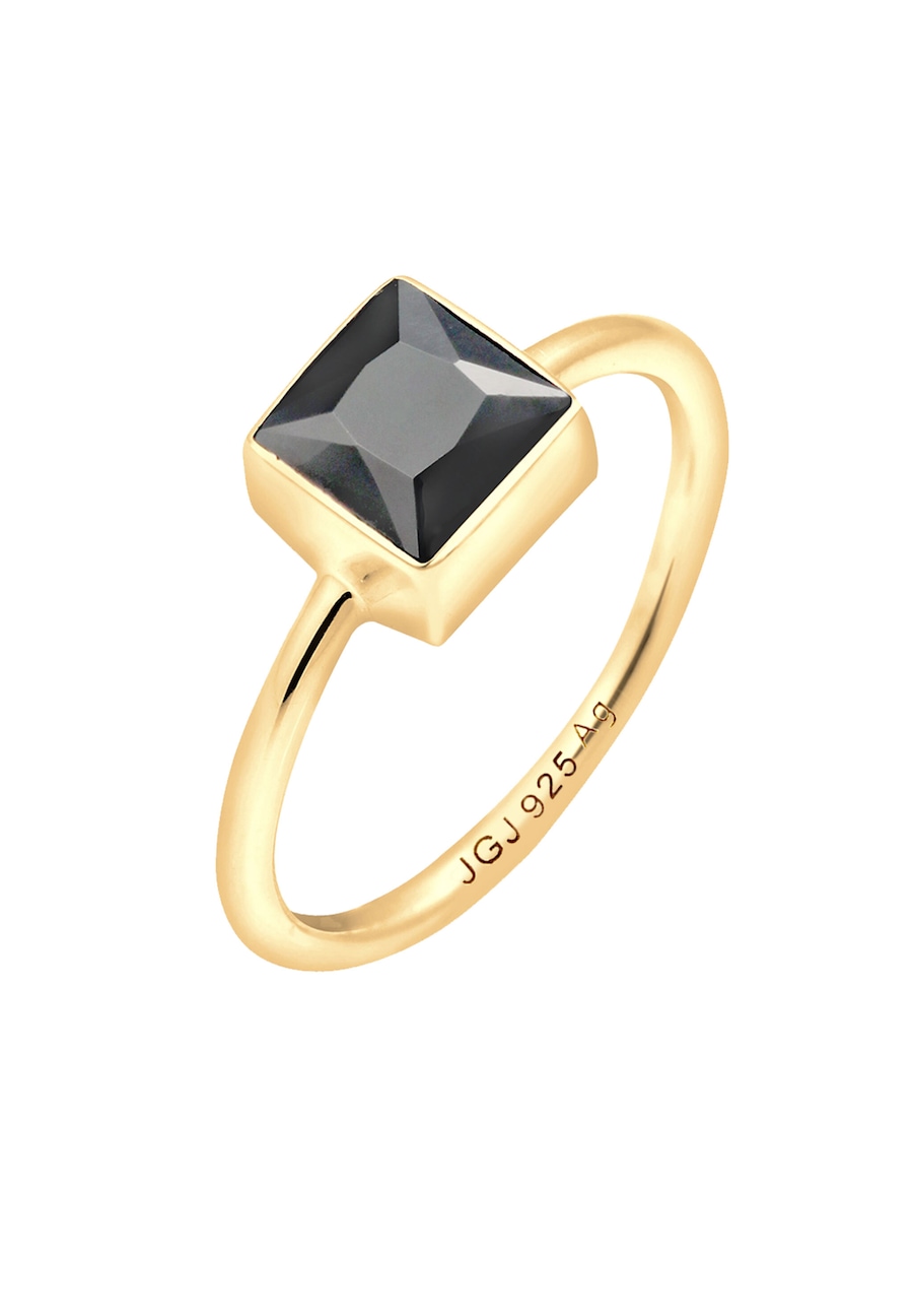 Elli Ring Bandring Viereck Geo Zirkonia 925 Silber vergoldet 54 Damen
