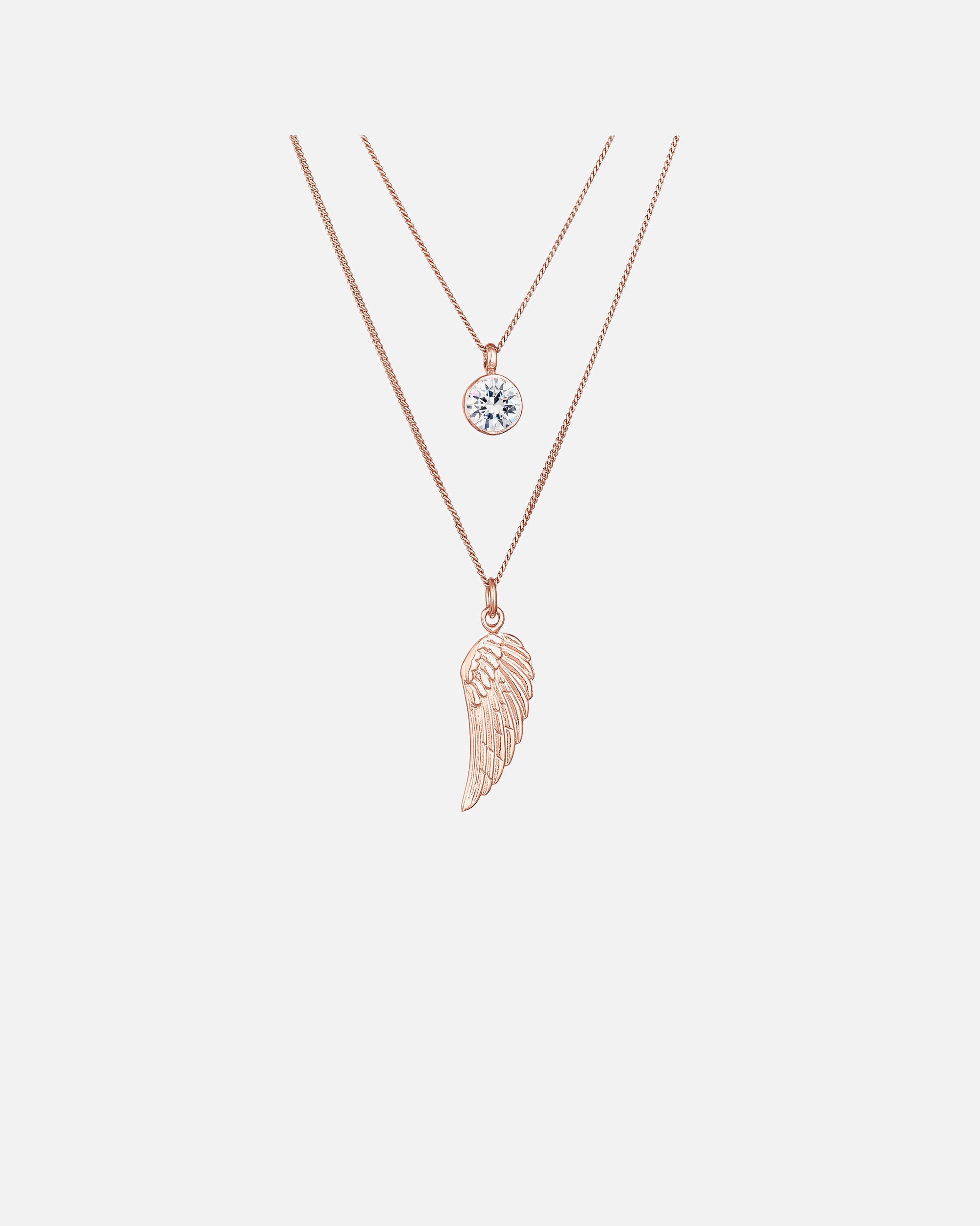 Halskette für Weiblich Elli Layer Flügel Symbol 925 Silber, mit Kristallen von Swarovski® rosefarben