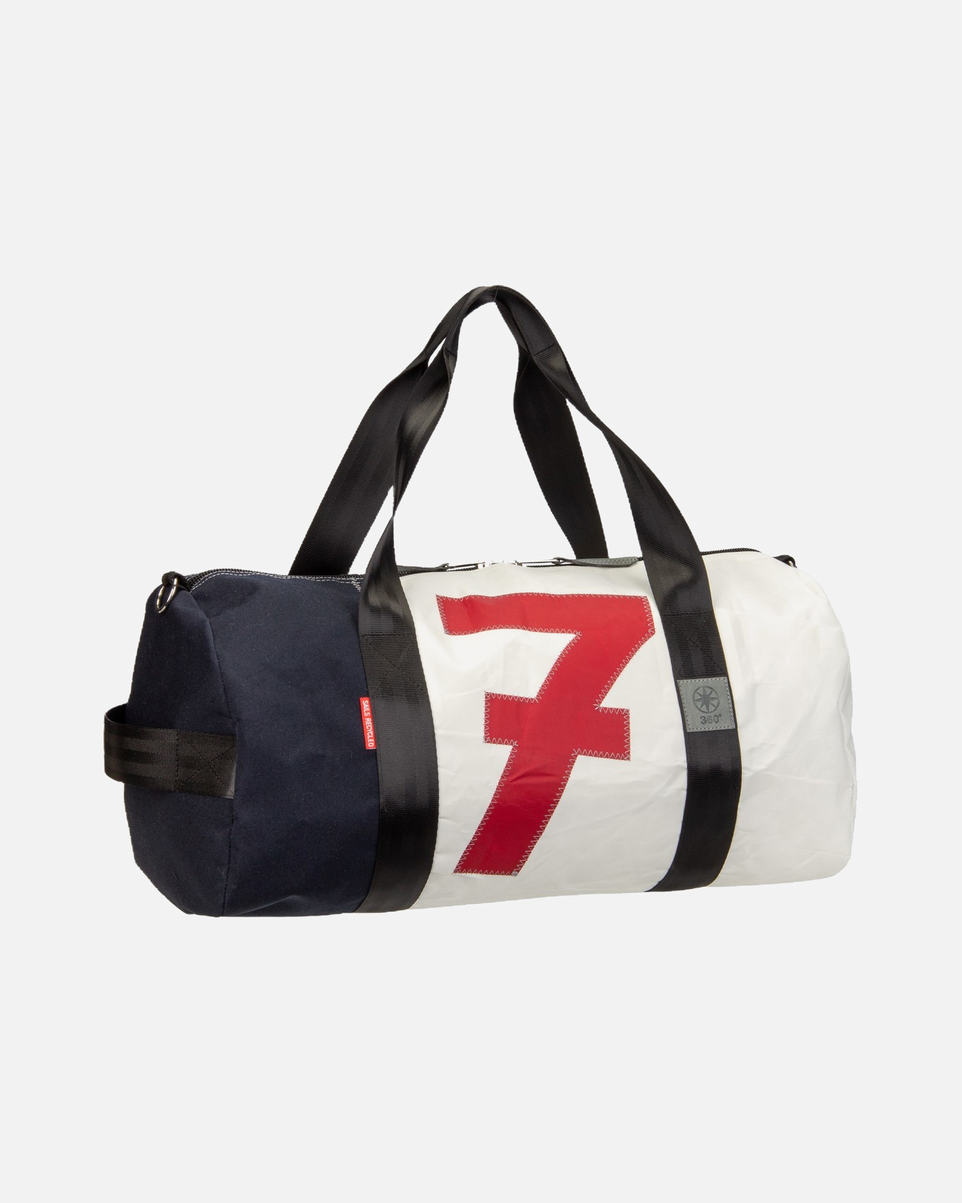 Tasche für Unisex 360Grad Sporttasche Pirat Weiss/Navy/Zahl Rot