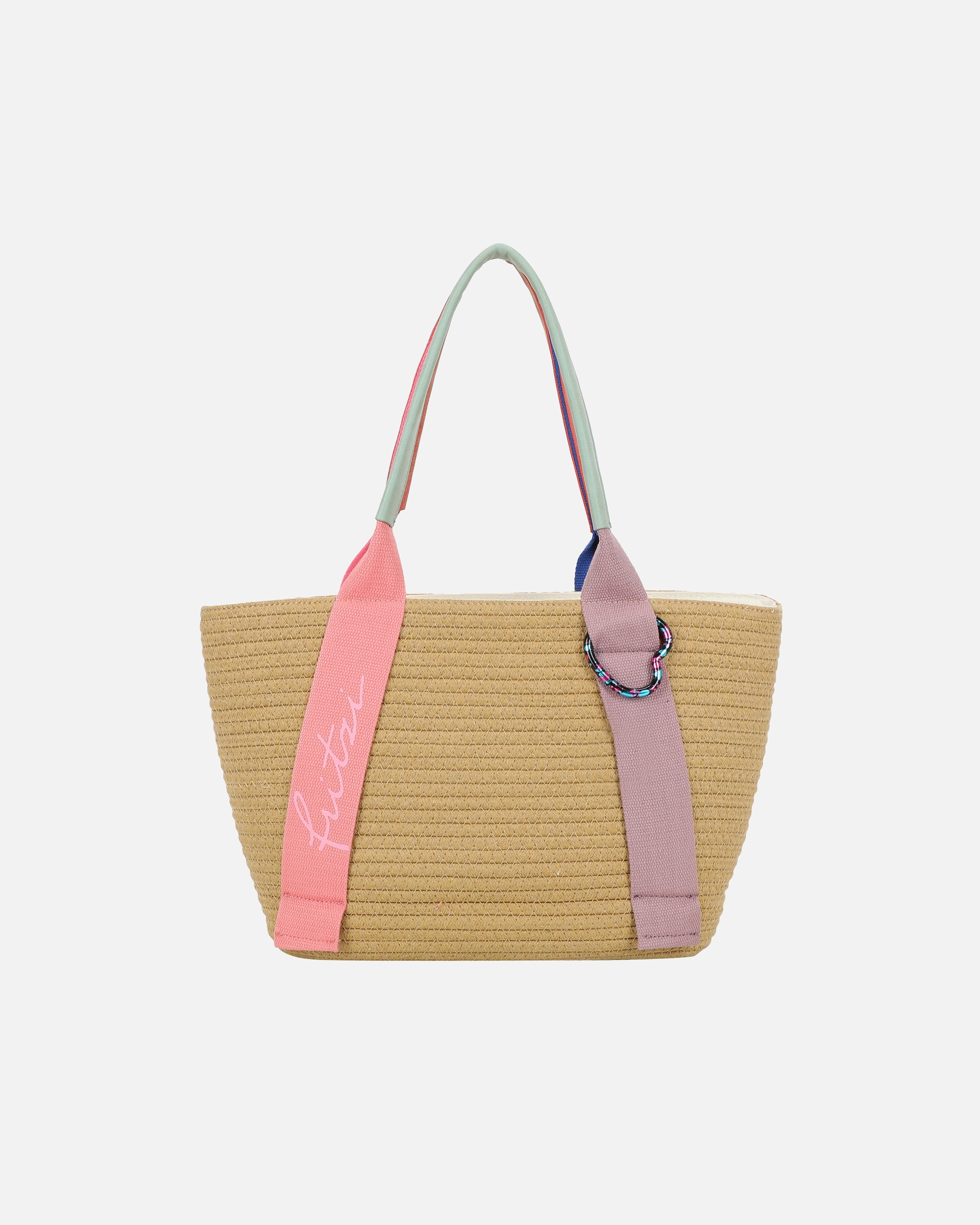 Tasche für Unisex Fritzi aus Preußen Shopper Happy Summer Shopper mit Reißverschluss und Herz-Karabiner beige