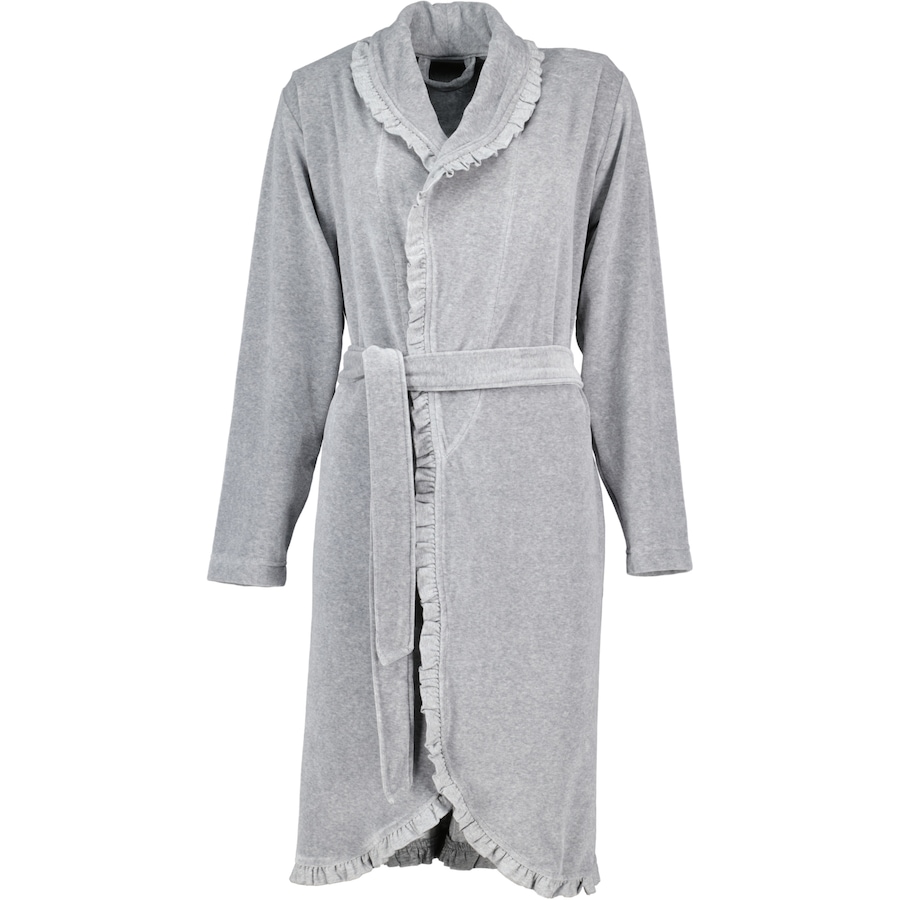 Vossen Bademäntel Damen Kurzmantel mit Schalkragen Ariel grau melange - 7380 XL Weiss