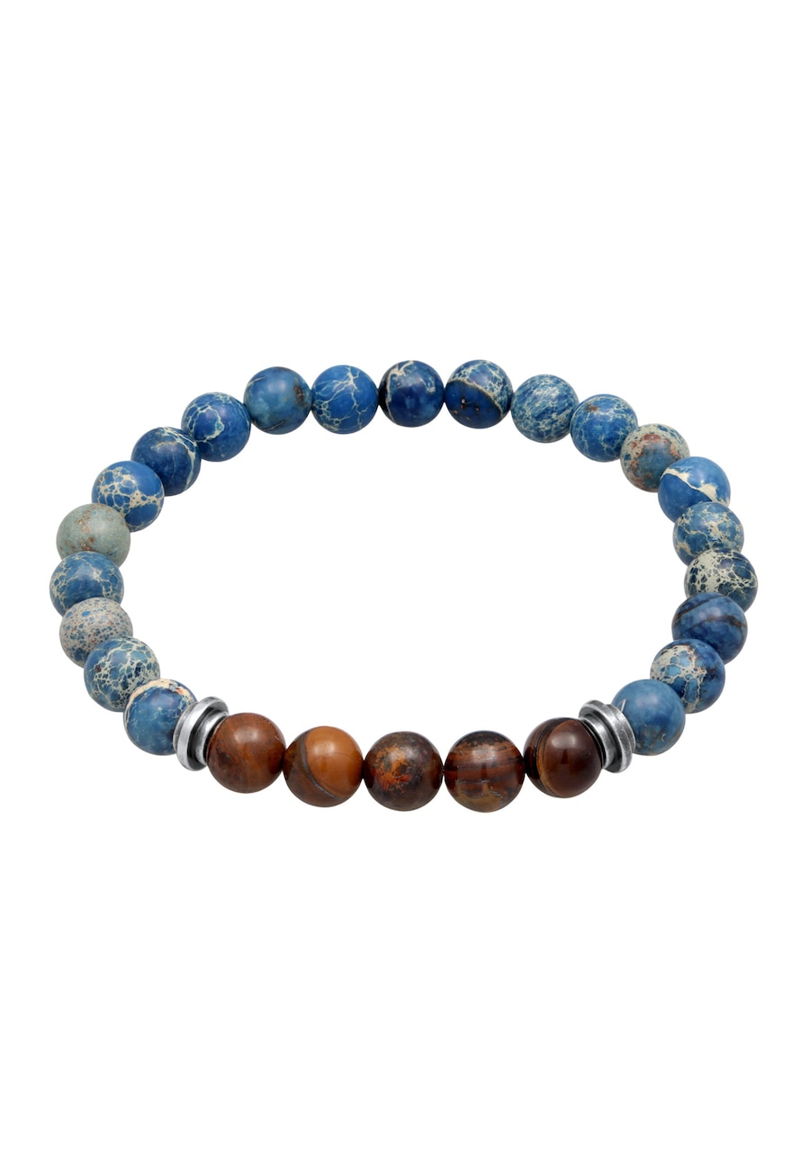 KUZZOI Achat Tigerauge Steinarmband 925 Silber 23 Herren