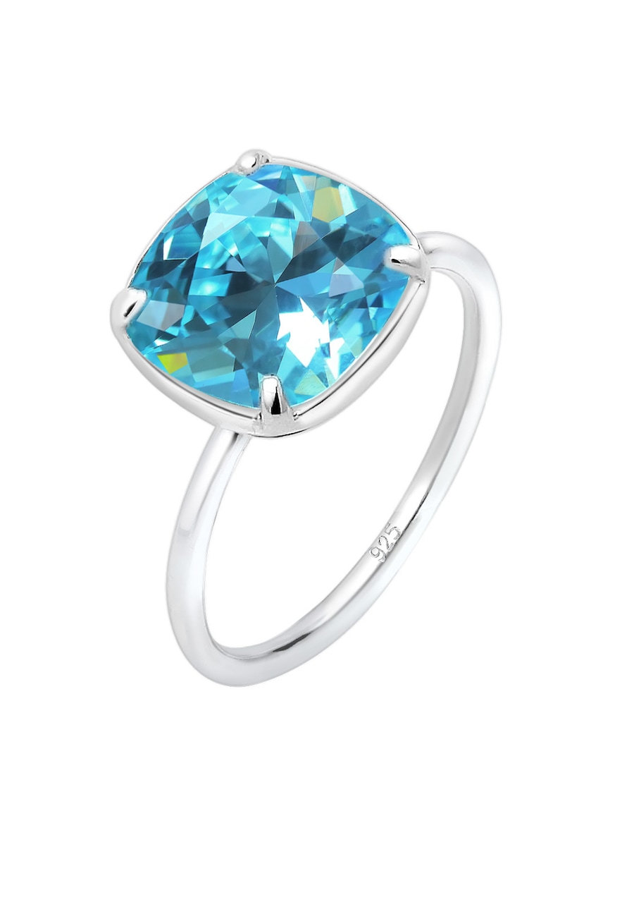Elli Ring Schmal Geo Kristalle Blau 925 Silber 58 Damen