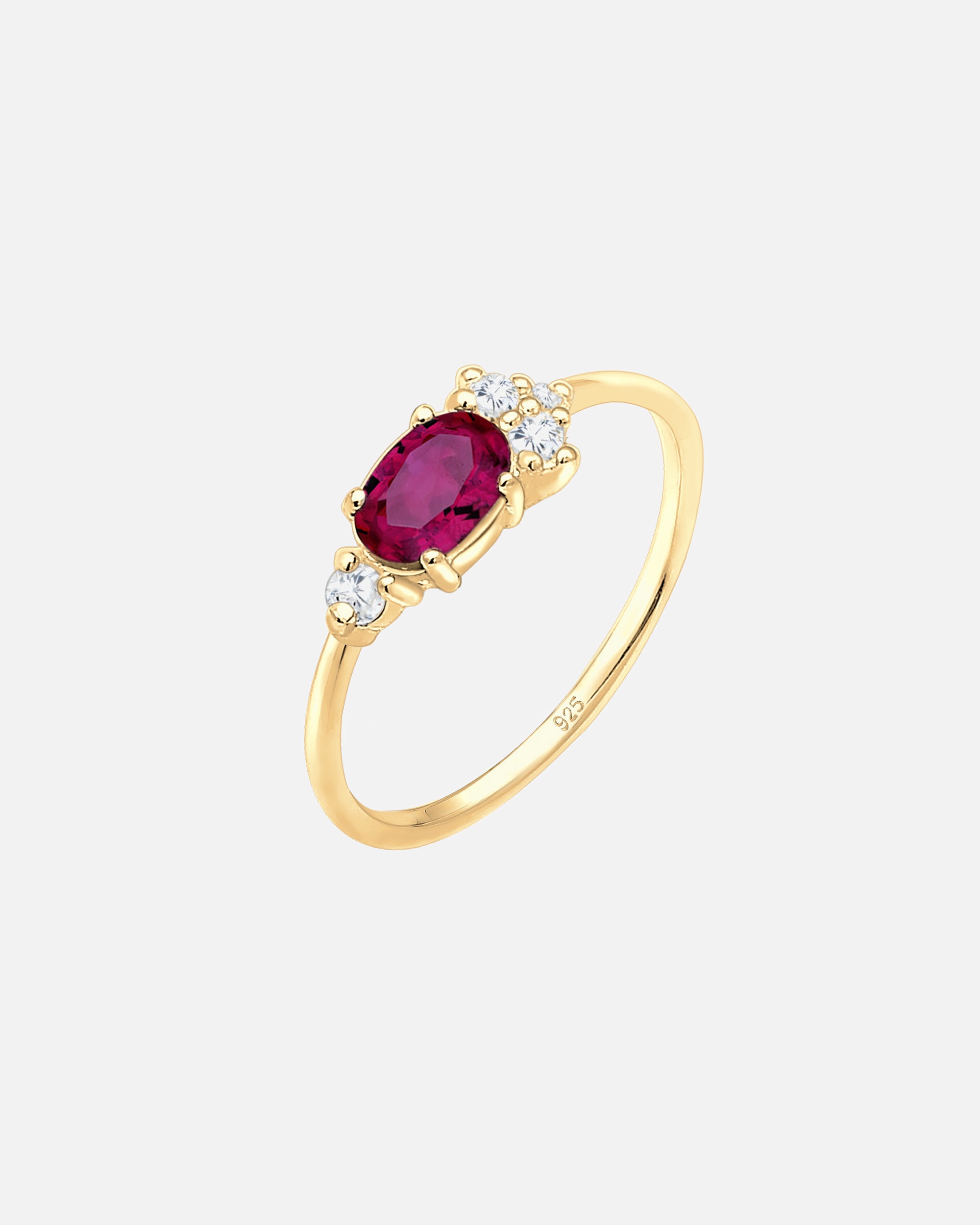 Ring für Weiblich Elli PREMIUM Zirkonia Synthetischer Rubin 925 Silber vergoldet 52