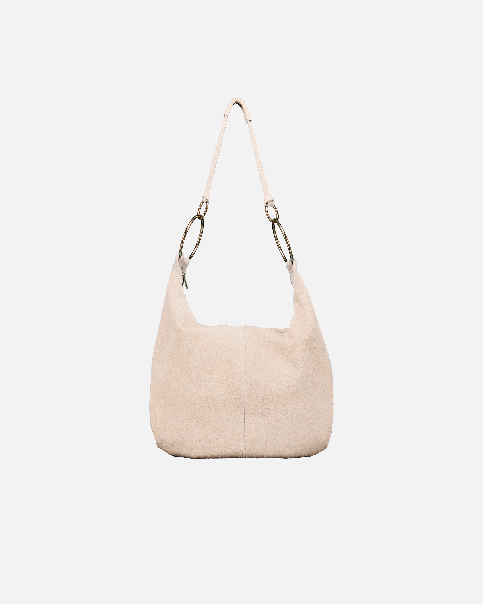 Umhängetasche für Weiblich Hausfelder Manufaktur Beuteltasche Velours mit Goldfittings Beige