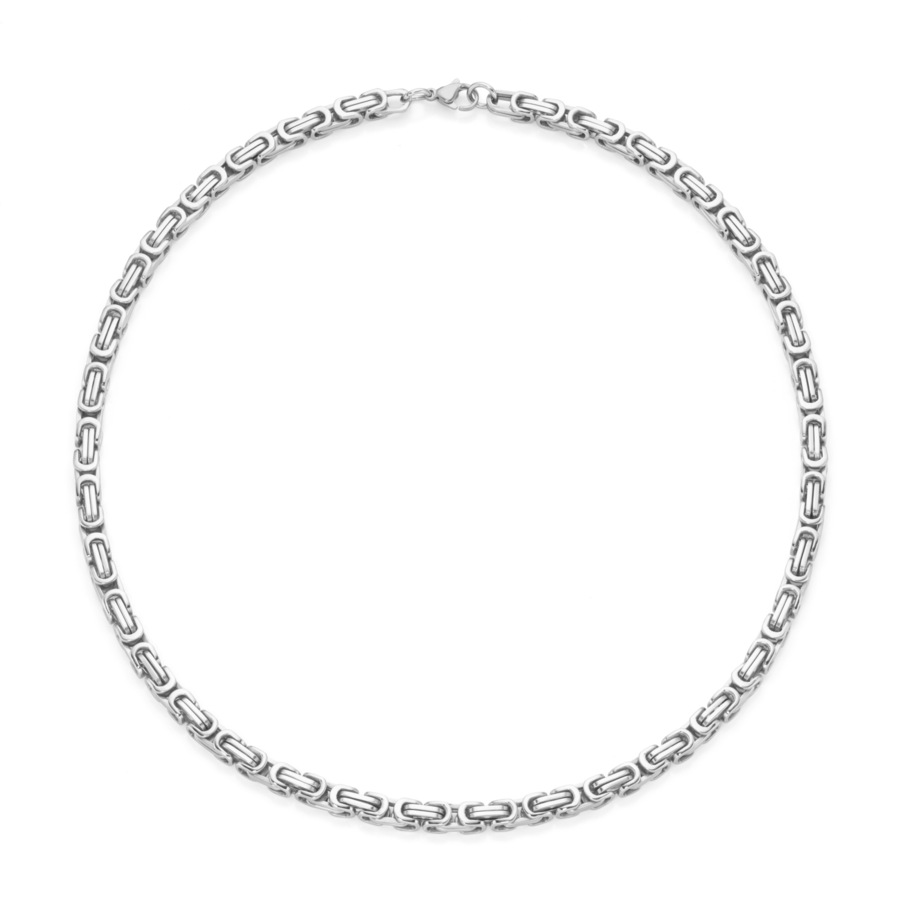 Jacques Charrel Kette Königskette massiv, Edelstahl 50 cm Silber Herren
