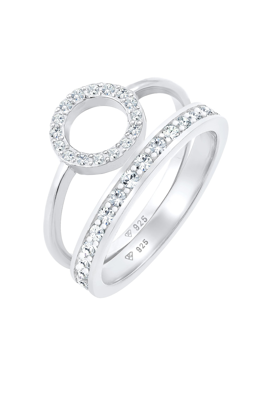 Elli PREMIUM Memorie Kreis Geo 2er Set 925 Silber, mit Kristallen von Swarovski 52 Damen