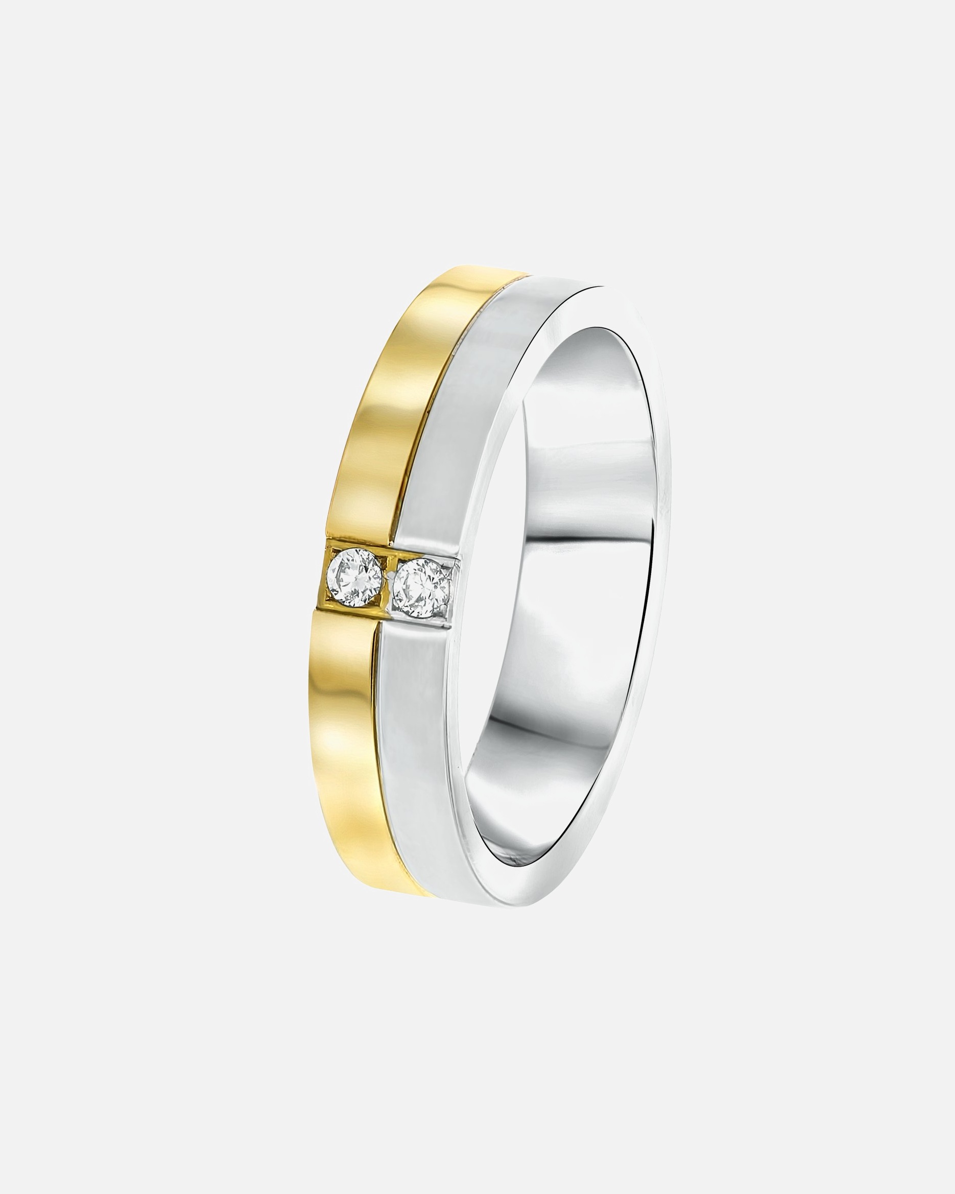 Ring für Männlich Lucardi Ringe 'Parijs' Stahl - silbern-goldfarbig 57mm