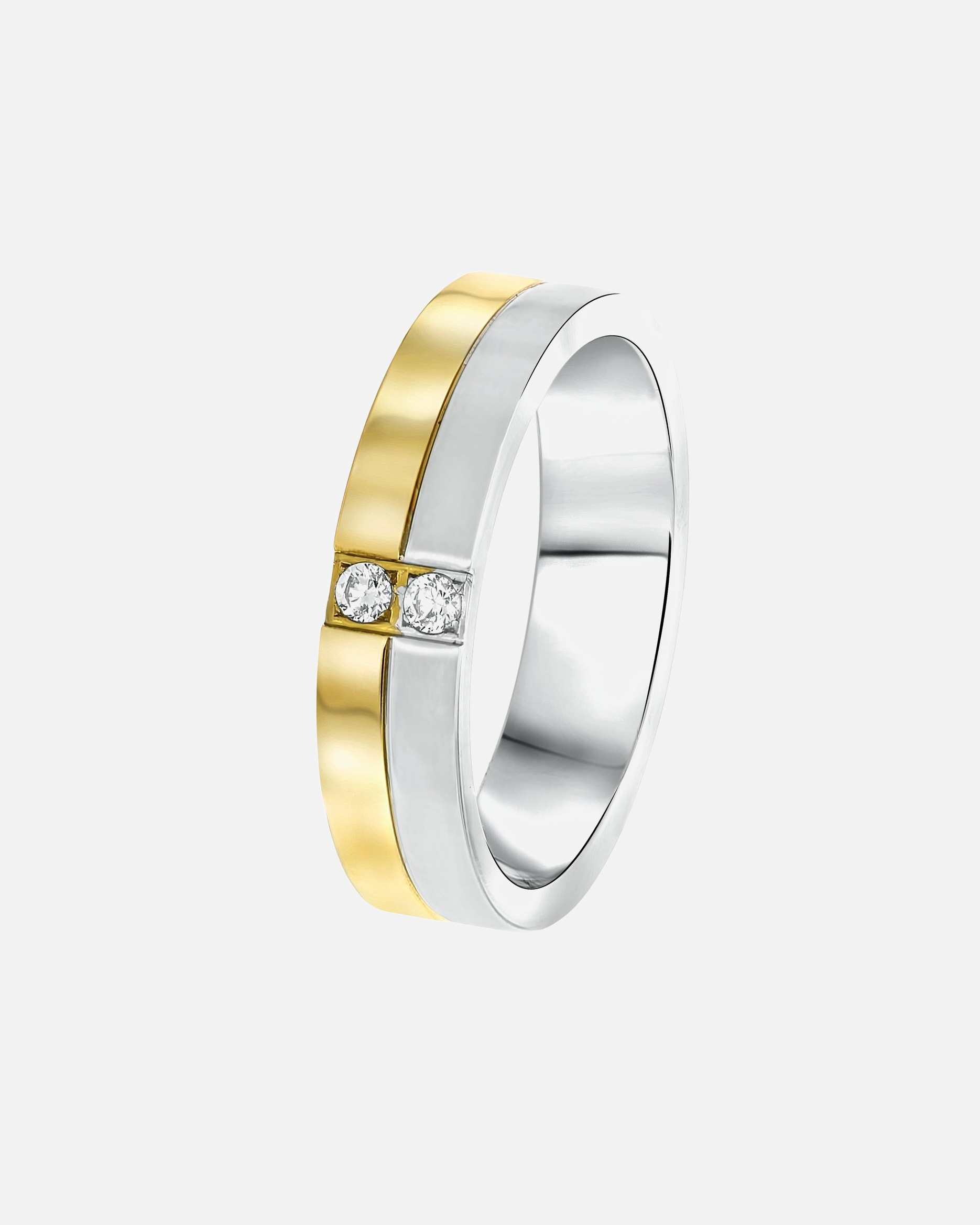 Ring für Männlich Lucardi Ringe 'Parijs' Stahl - silbern-goldfarbig 49mm