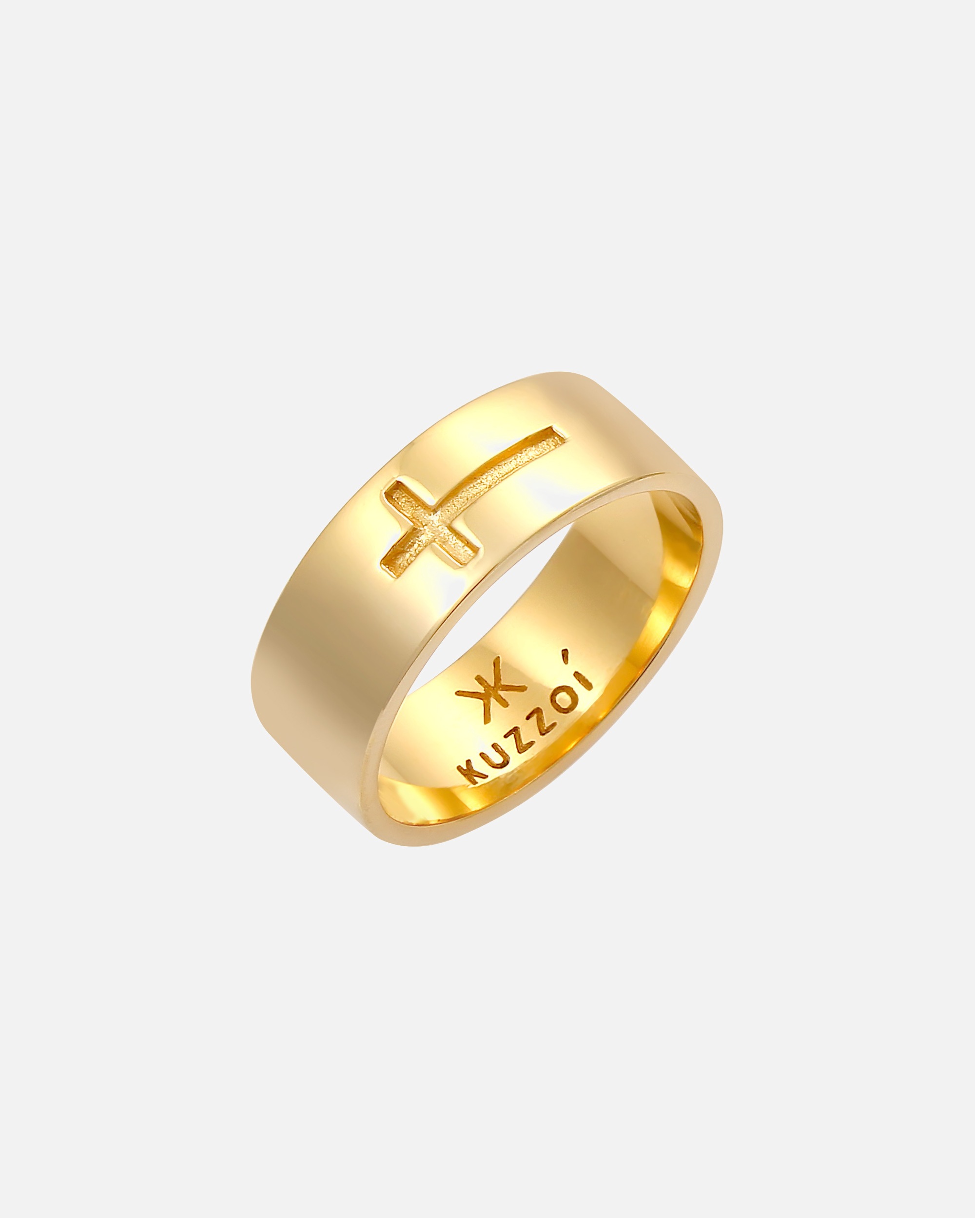 Ring für Männlich KUZZOI Herren Bandring Glanz Kreuz Oxidiert 925 Silber 64