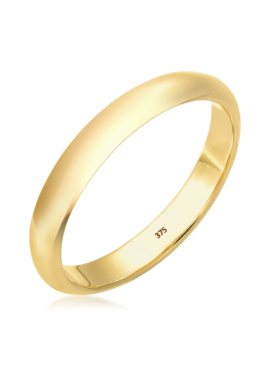 Elli PREMIUM Ehering Bandring Klassisch 375 Gelbgold 52 Damen