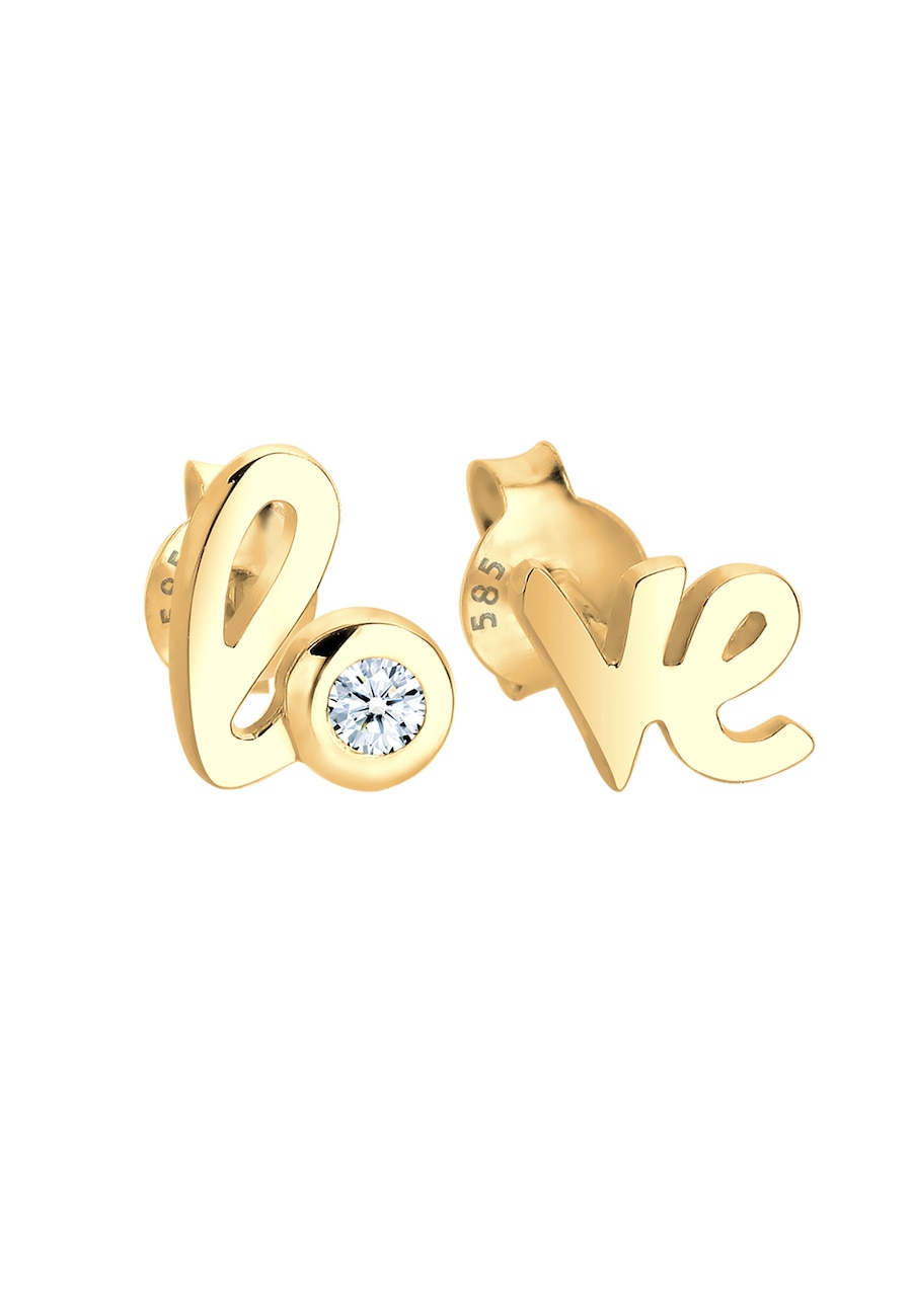 Elli DIAMONDS Love Wordings Liebe Diamant 0.03 ct. 585 Gelbgold OneSize Damen