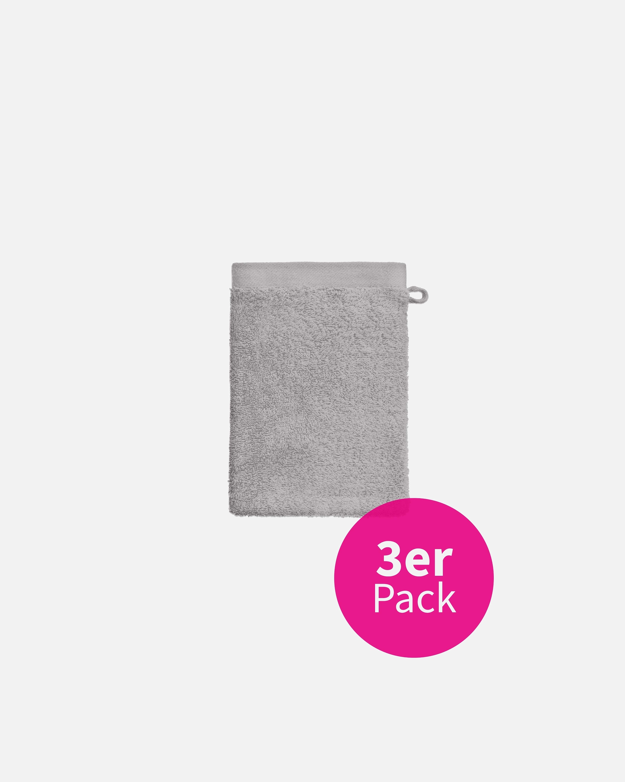 Handtuch für Unisex grace grand spa Waschhandschuh 3er-Pack mit breiter Webbordüre grau