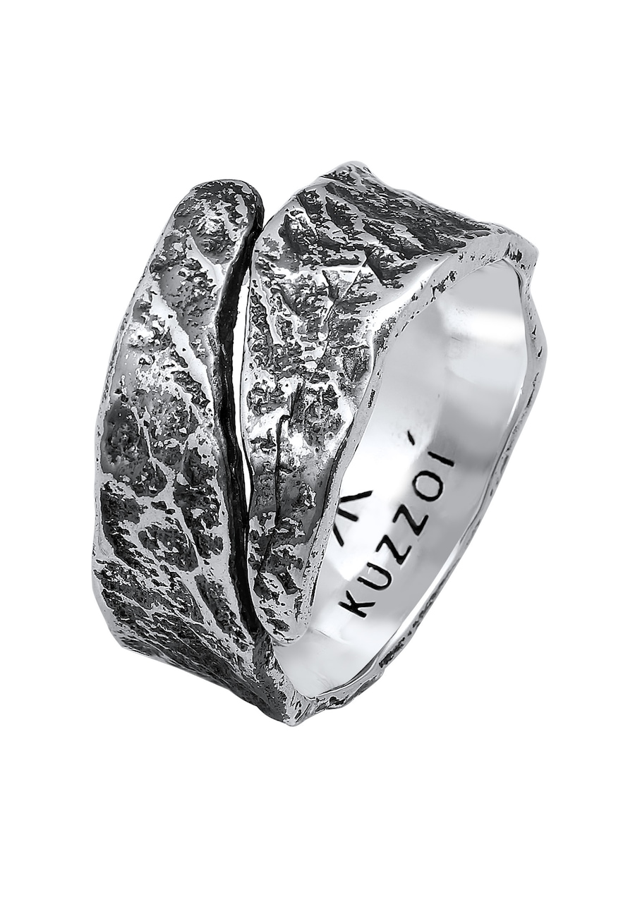 KUZZOI Bandring Struktur Used Look 925 Silber 66 Herren