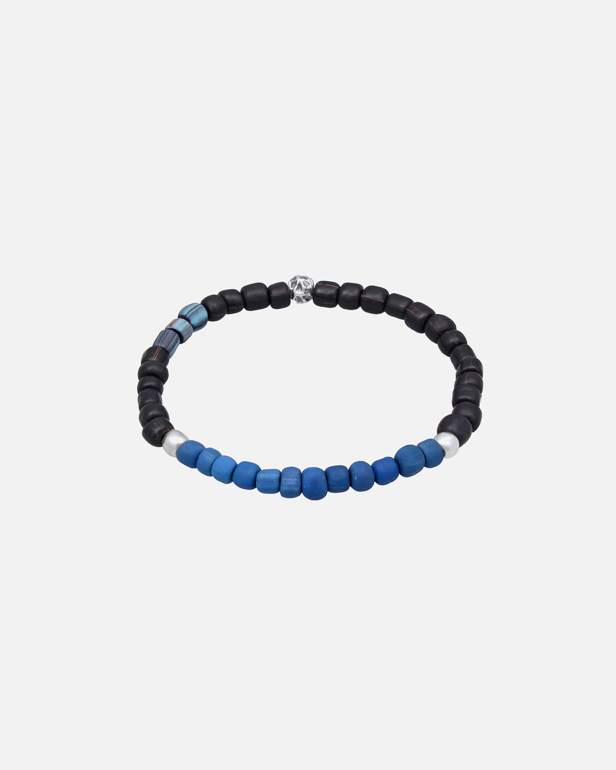Armband für Männlich KUZZOI Glas Beads Schwarz-Blau 925 Silber 21