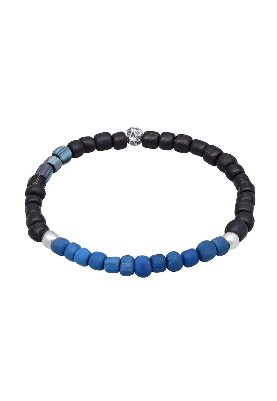 KUZZOI Glas Beads Schwarz-Blau 925 Silber 23 Herren