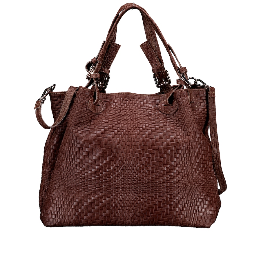 Hausfelder Manufaktur Handtasche Flechtprägung Dunkelbraun Damen