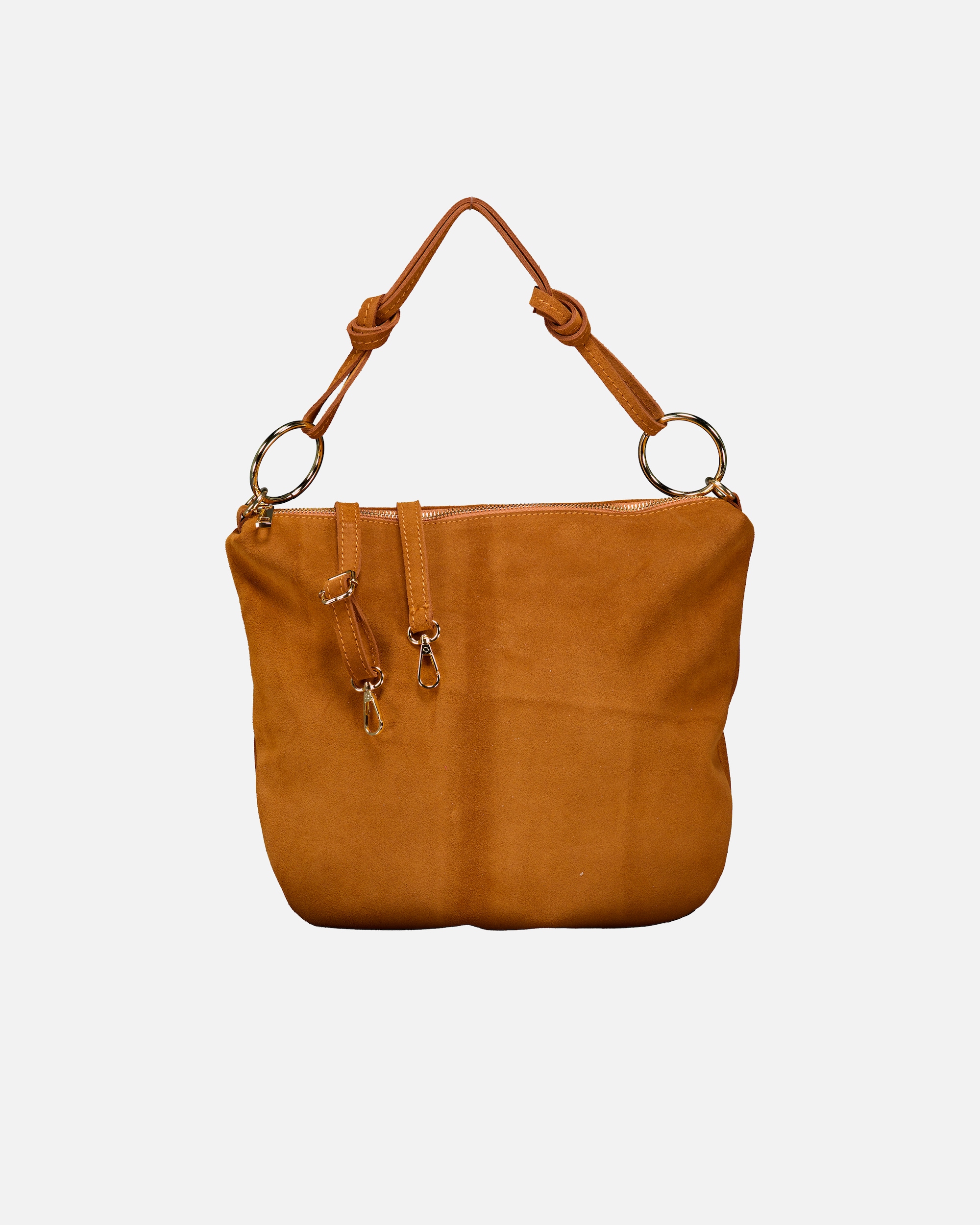 Umhängetasche für Weiblich Hausfelder Manufaktur Beuteltasche Velours Cognac
